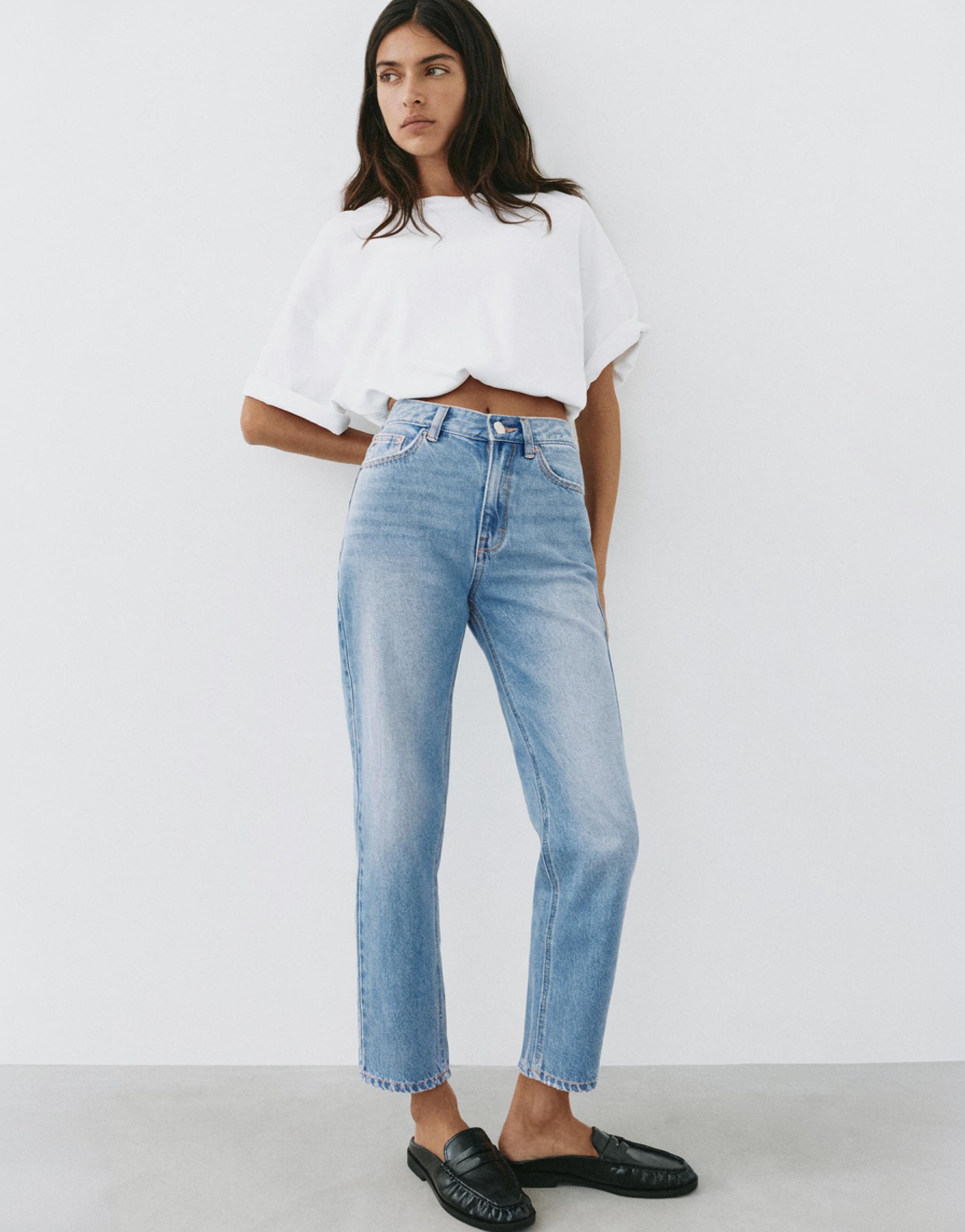 High-waist mom jeans — Medium blue