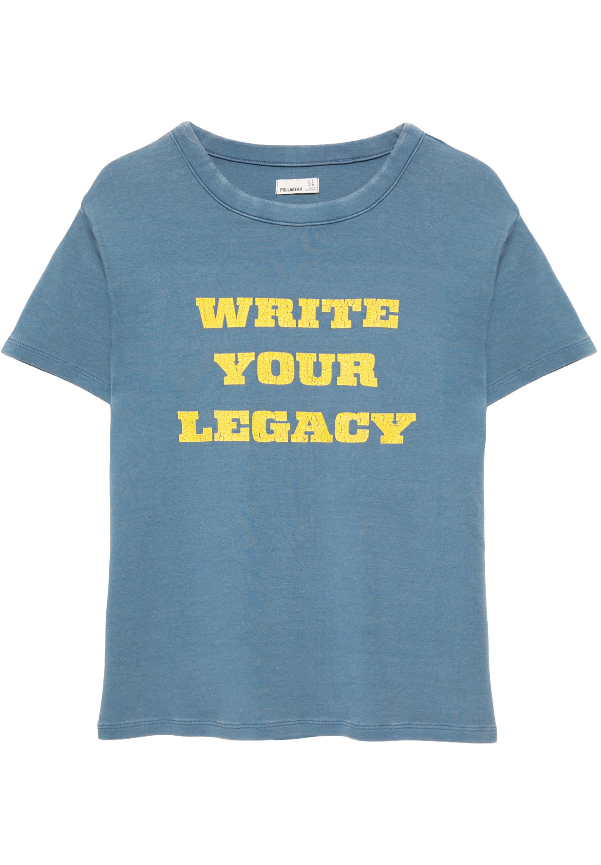Regular fit crackled graphic T-shirt — Grey/Blue