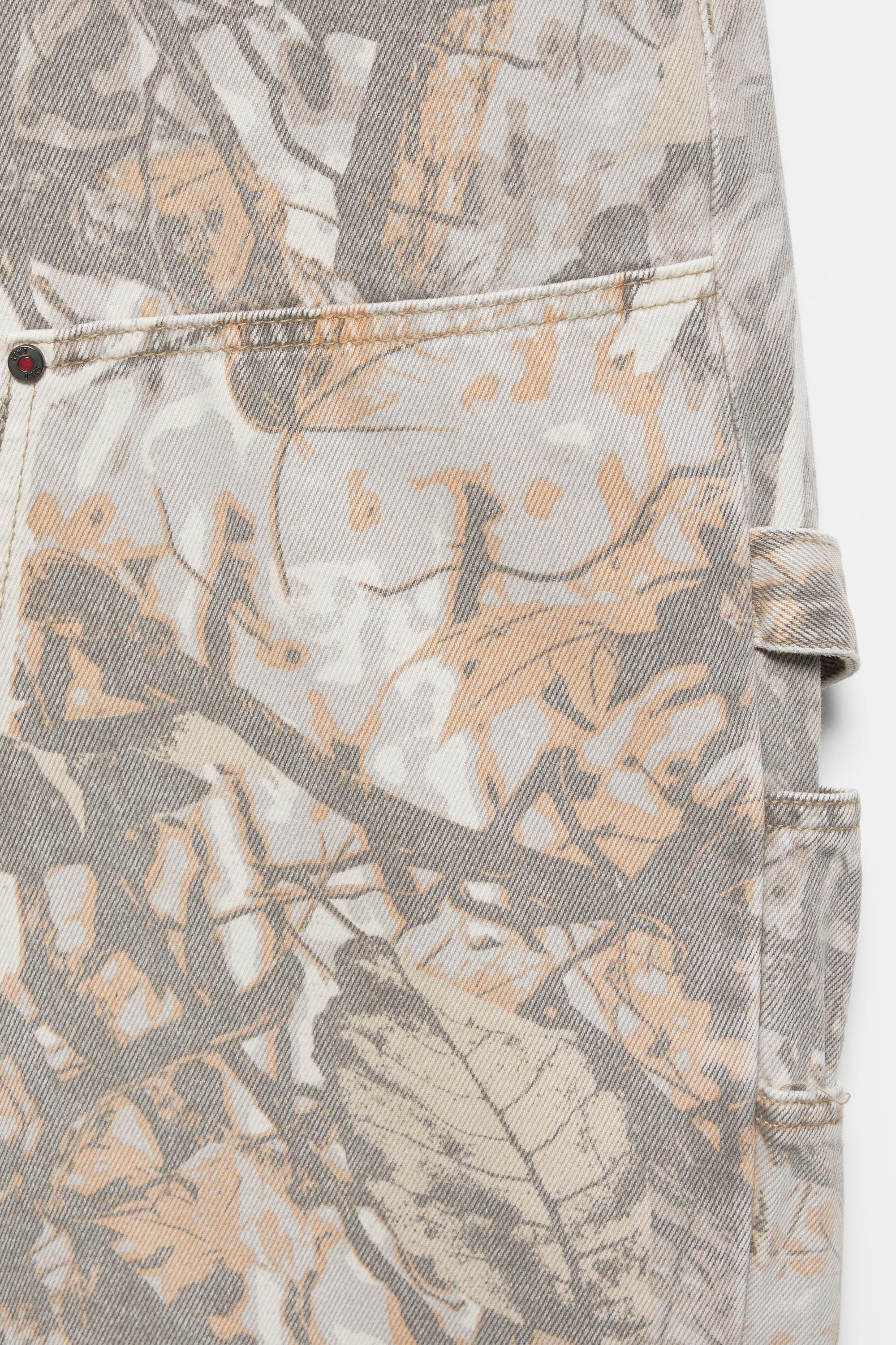 Printed worker trousers — Ecru/Black