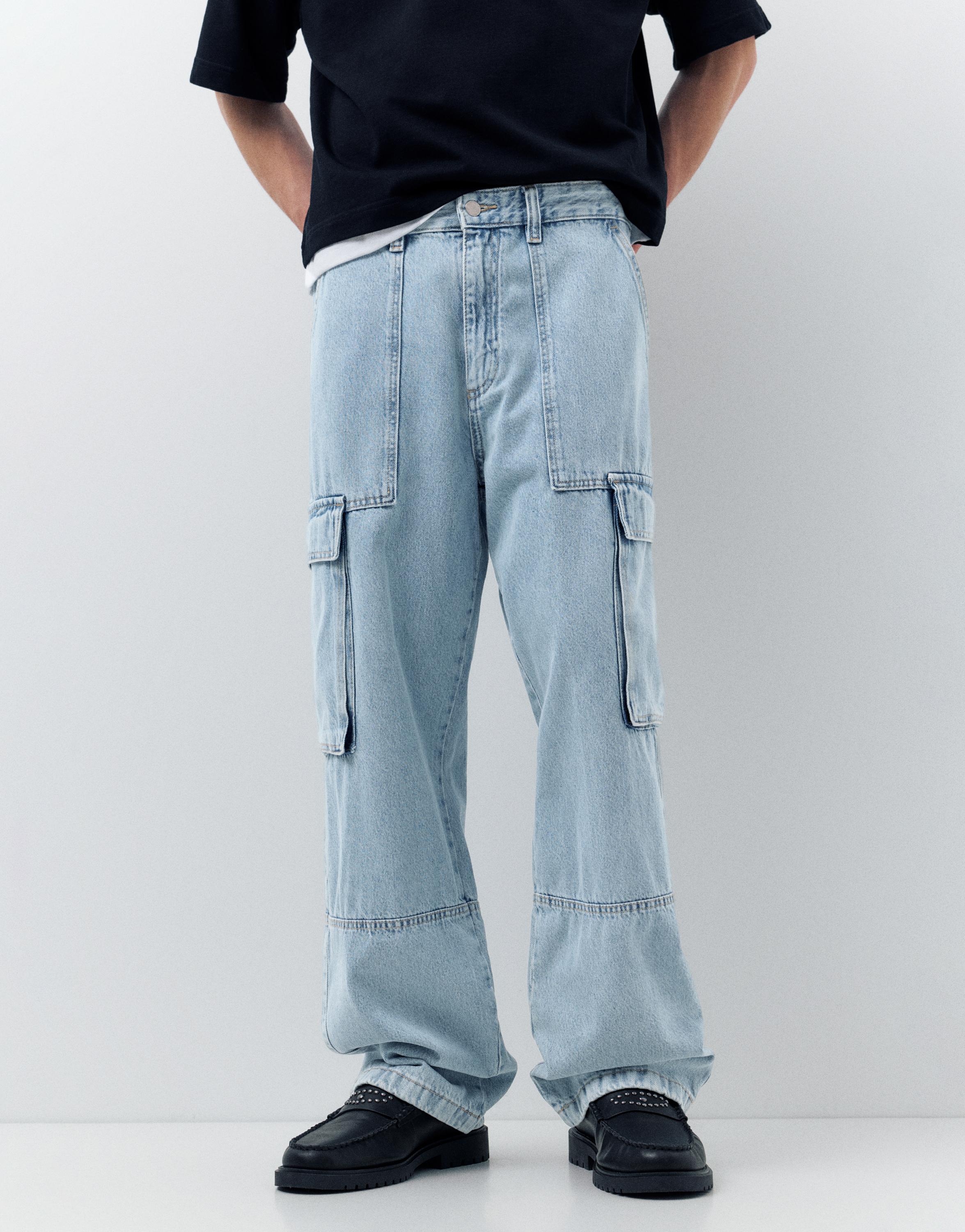 Baggy cargo jeans — Medium blue