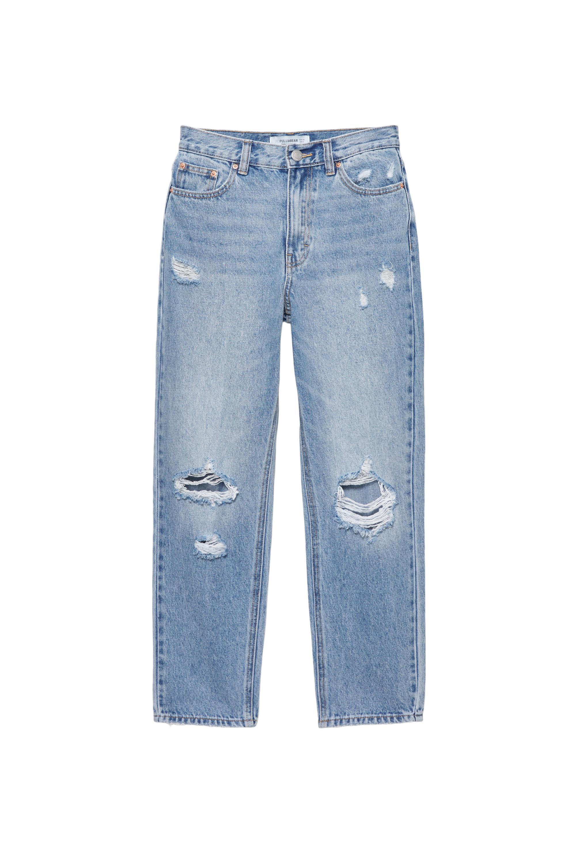 Pull&Bear Yırtık mom fit jean görsel 3