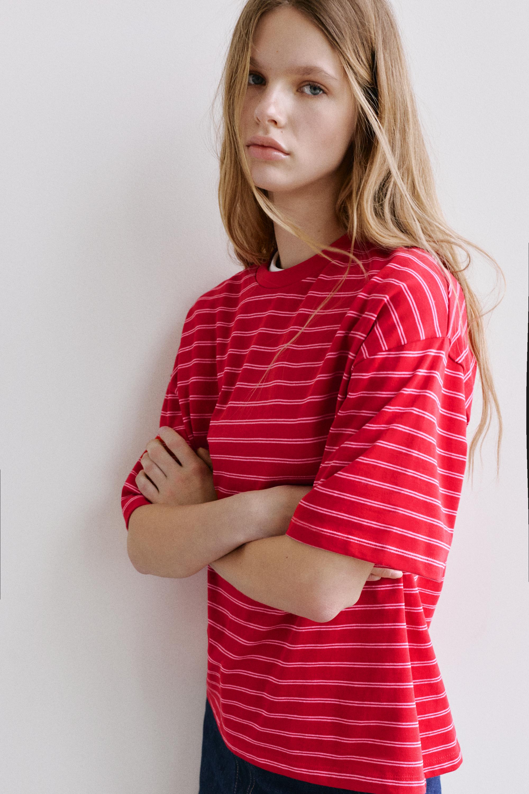 Oversize short sleeve T-shirt — Striped