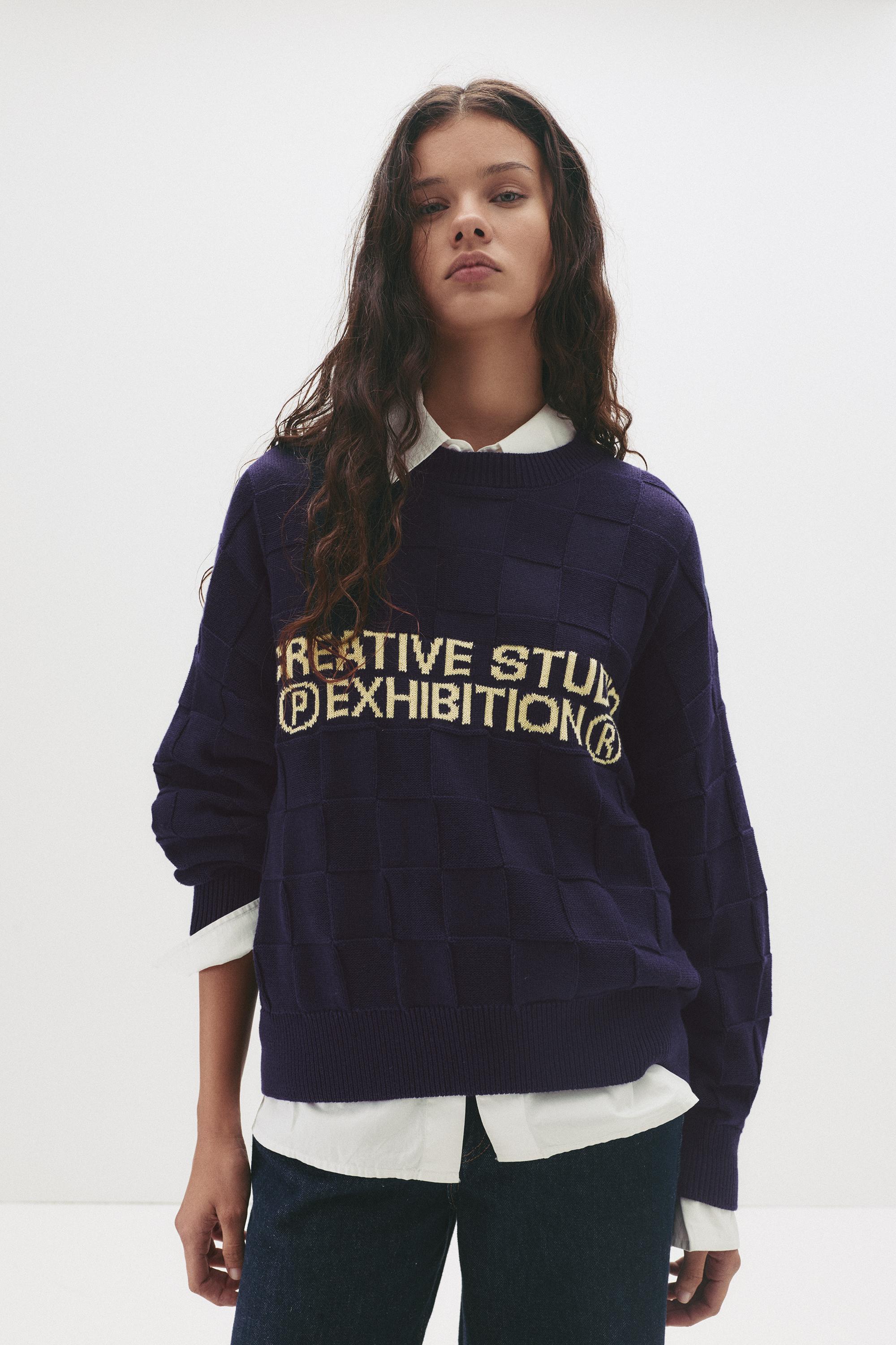 Pullover Mit Kontrasttext