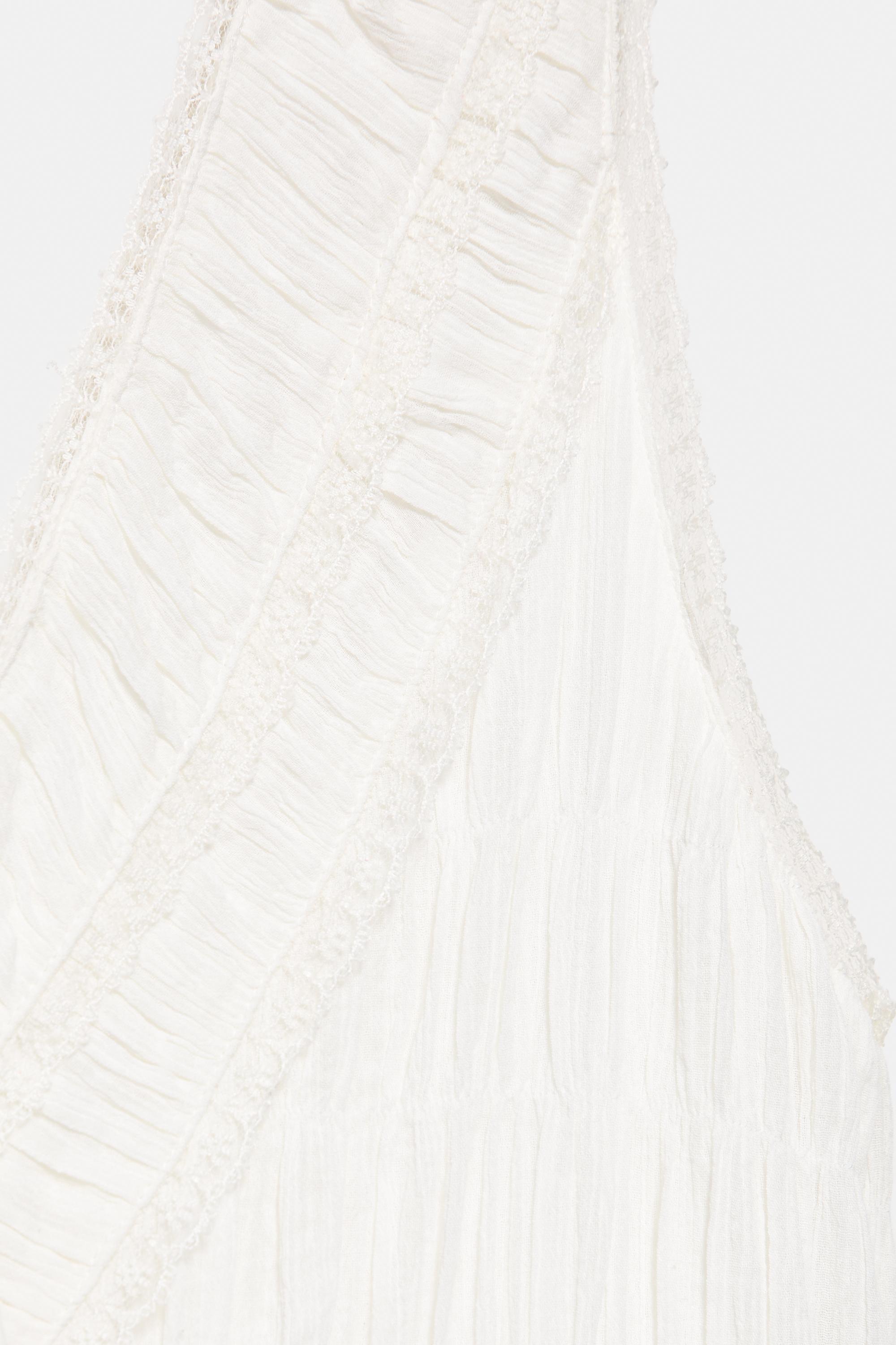 Short ruffled white dress — Ecru