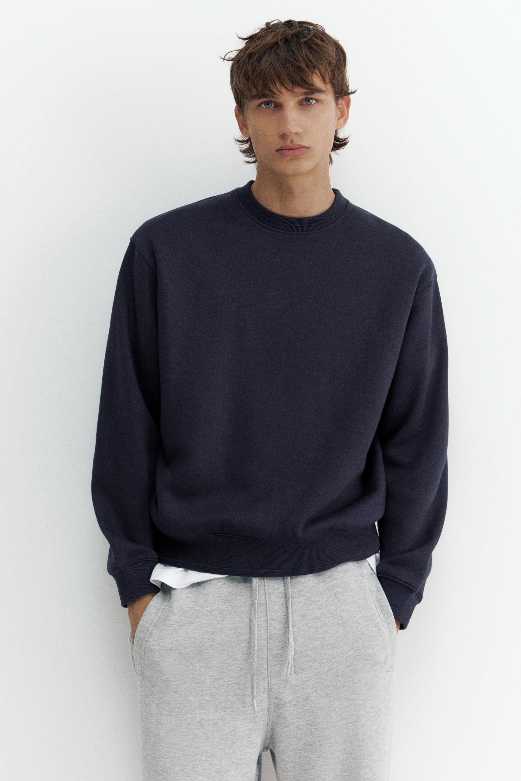 Relaxed fit round neck sweatshirt — Navy