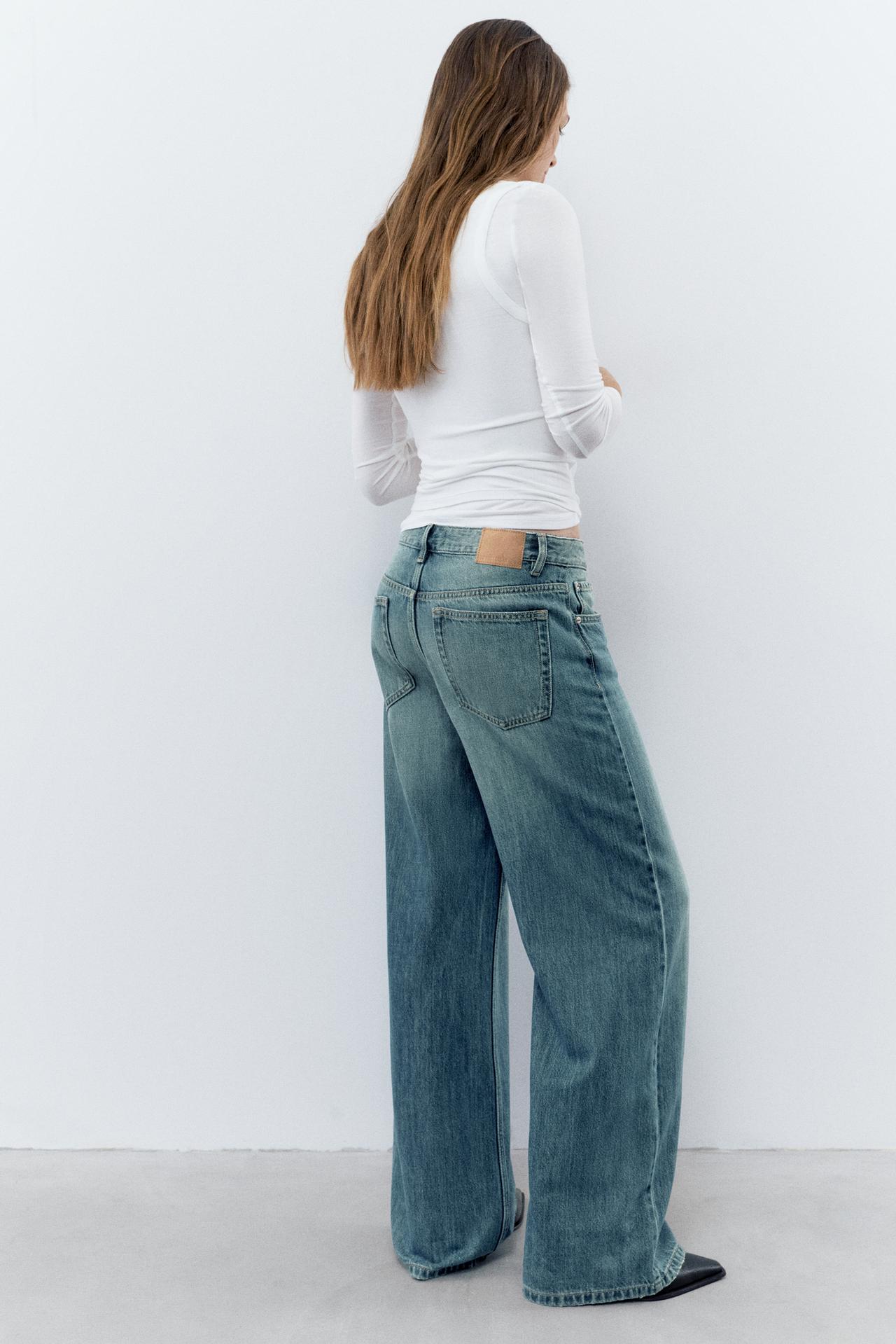 Low-rise baggy jeans — Green blue