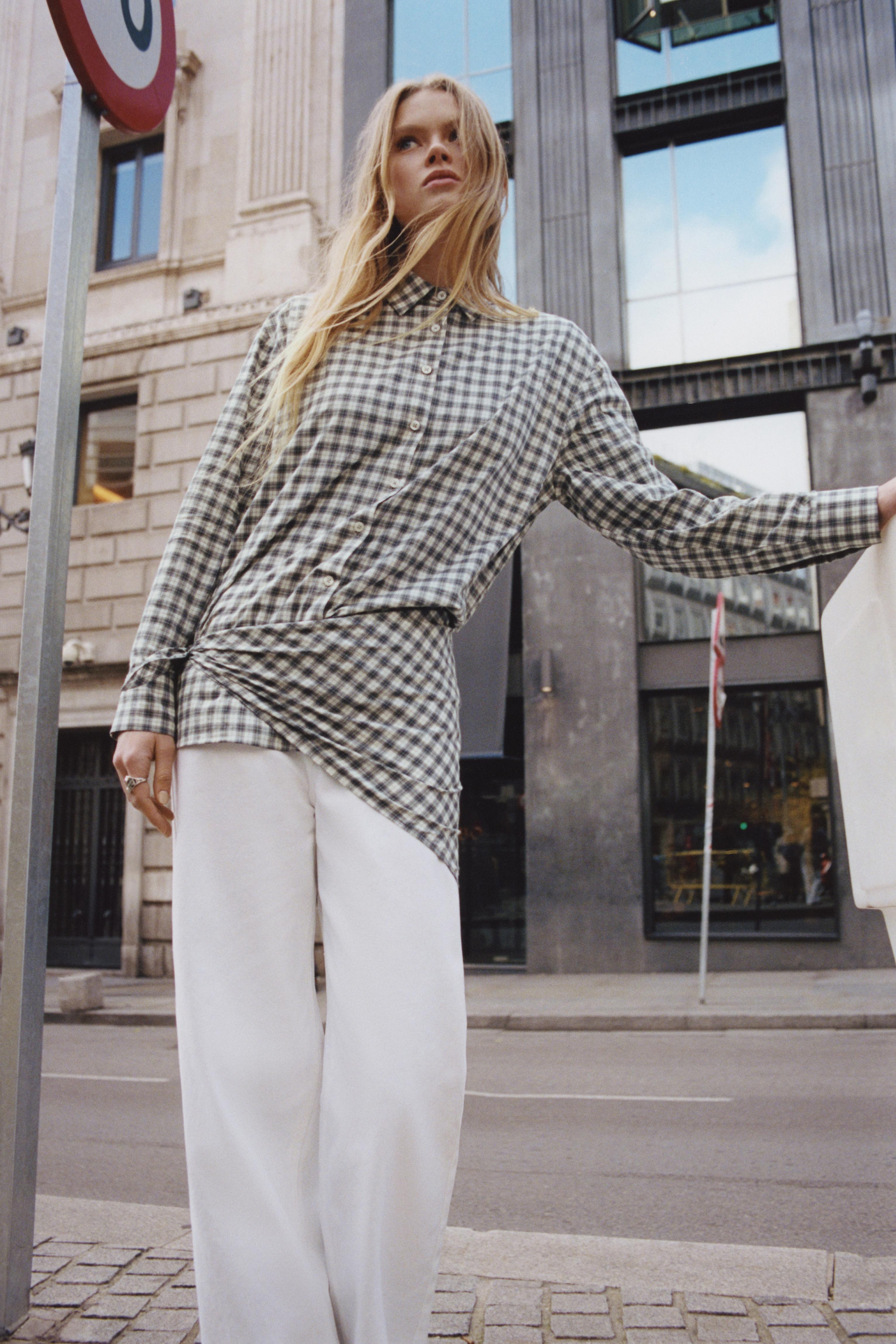 Çok konumlu bandana detaylı kareli gömlek - Görsel 17