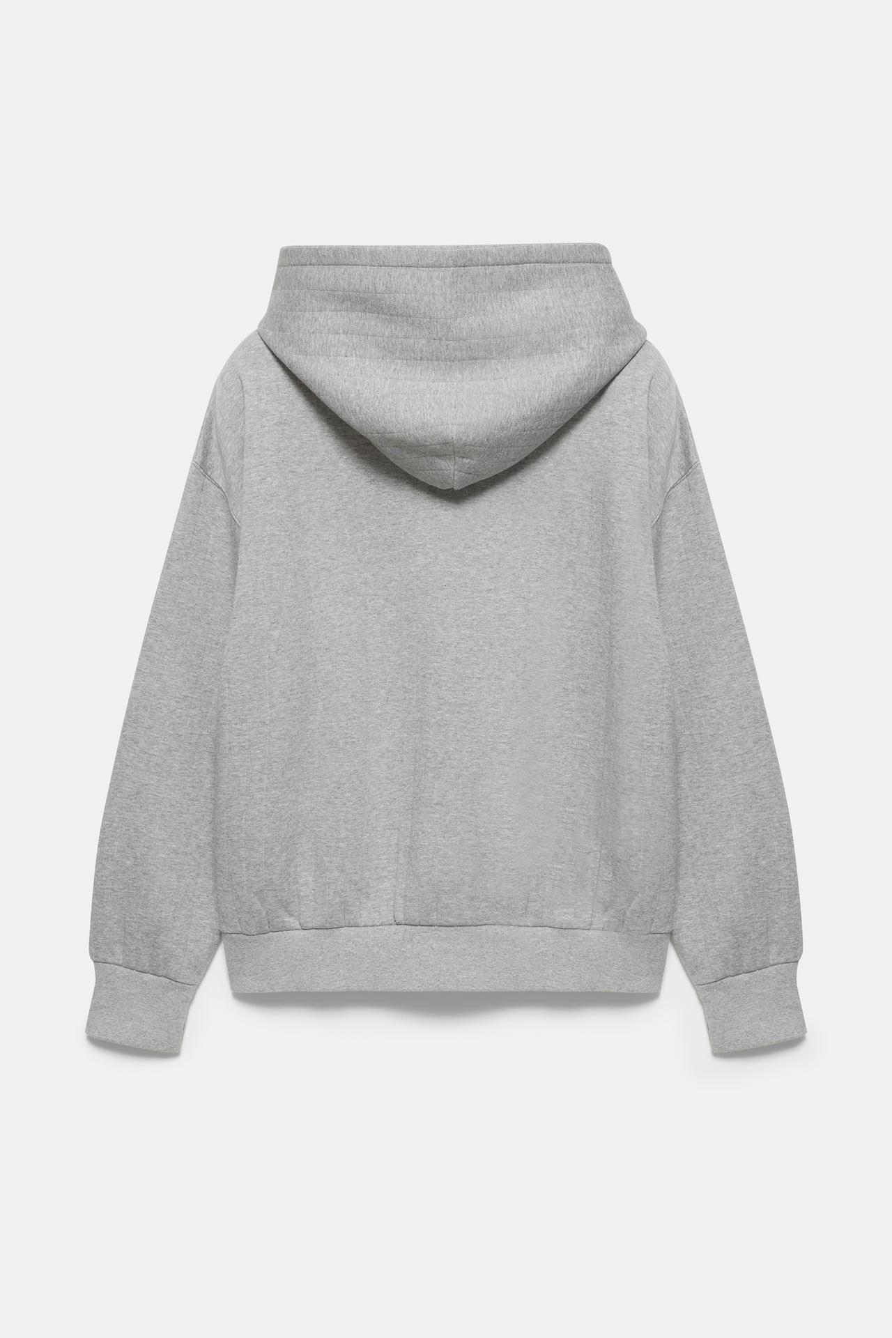 Boxy hoodie with zip — Grey