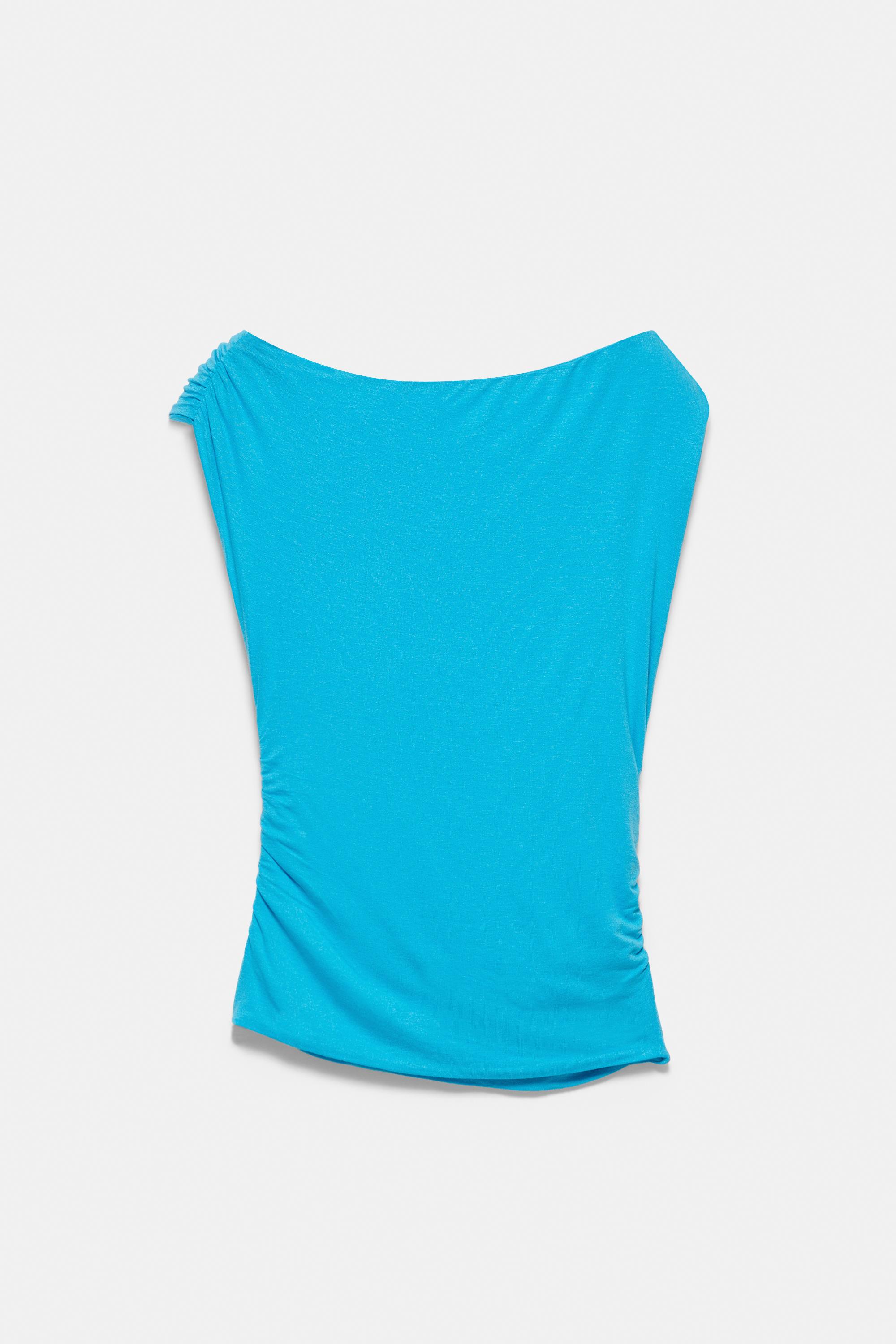 Gathered asymmetric top — Turquoise
