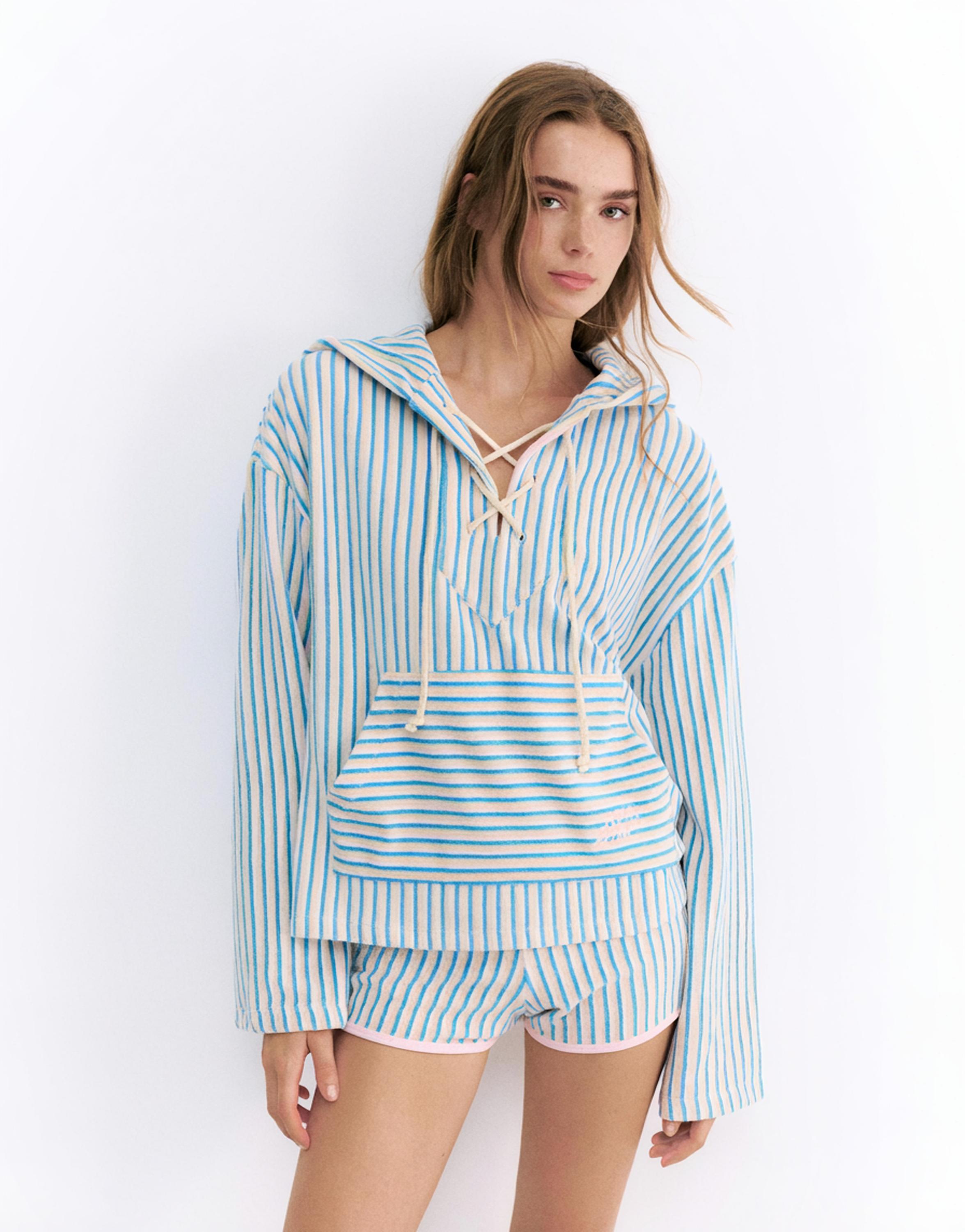Pleasures x STWD towelling hoodie — Striped