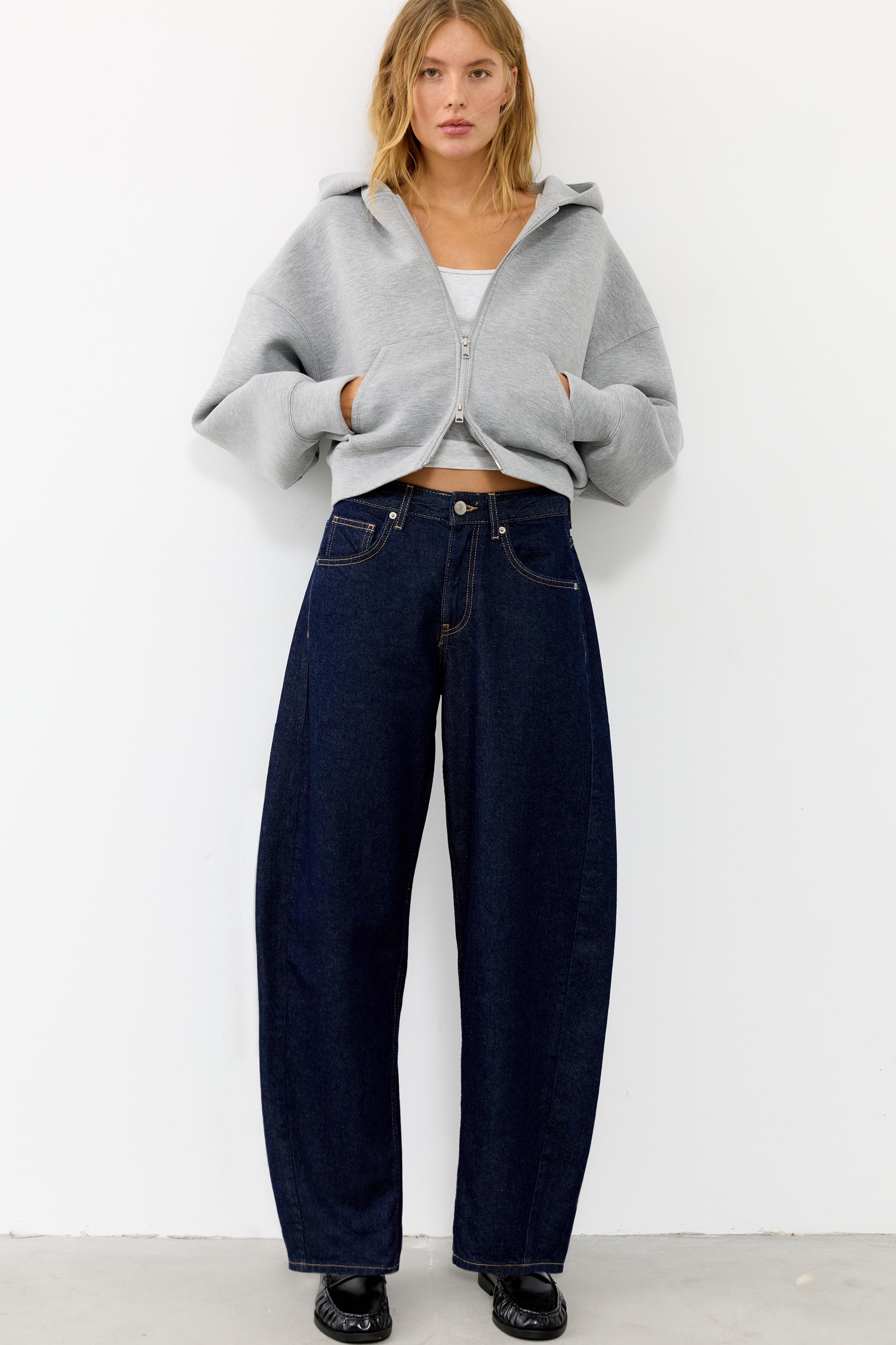 Low-rise barrel jeans — Navy