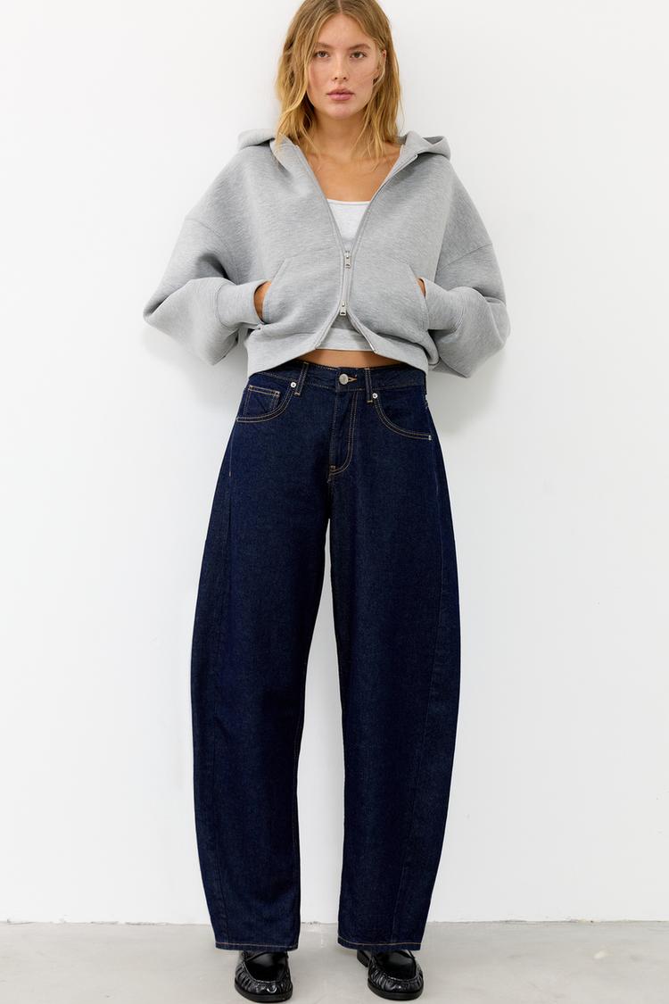 Low-rise barrel jeans — Navy