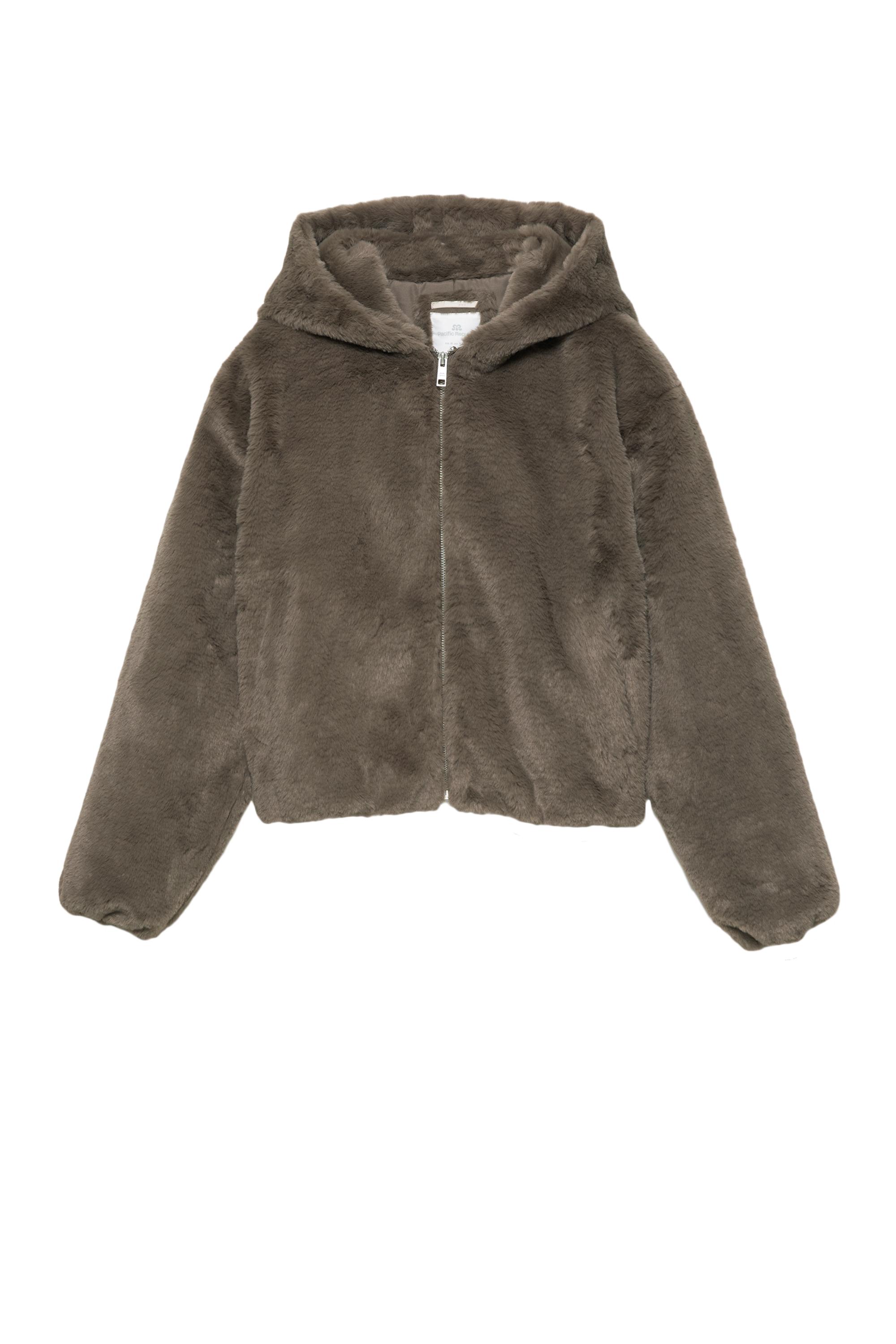 Kapüşonlu suni kürk ceket