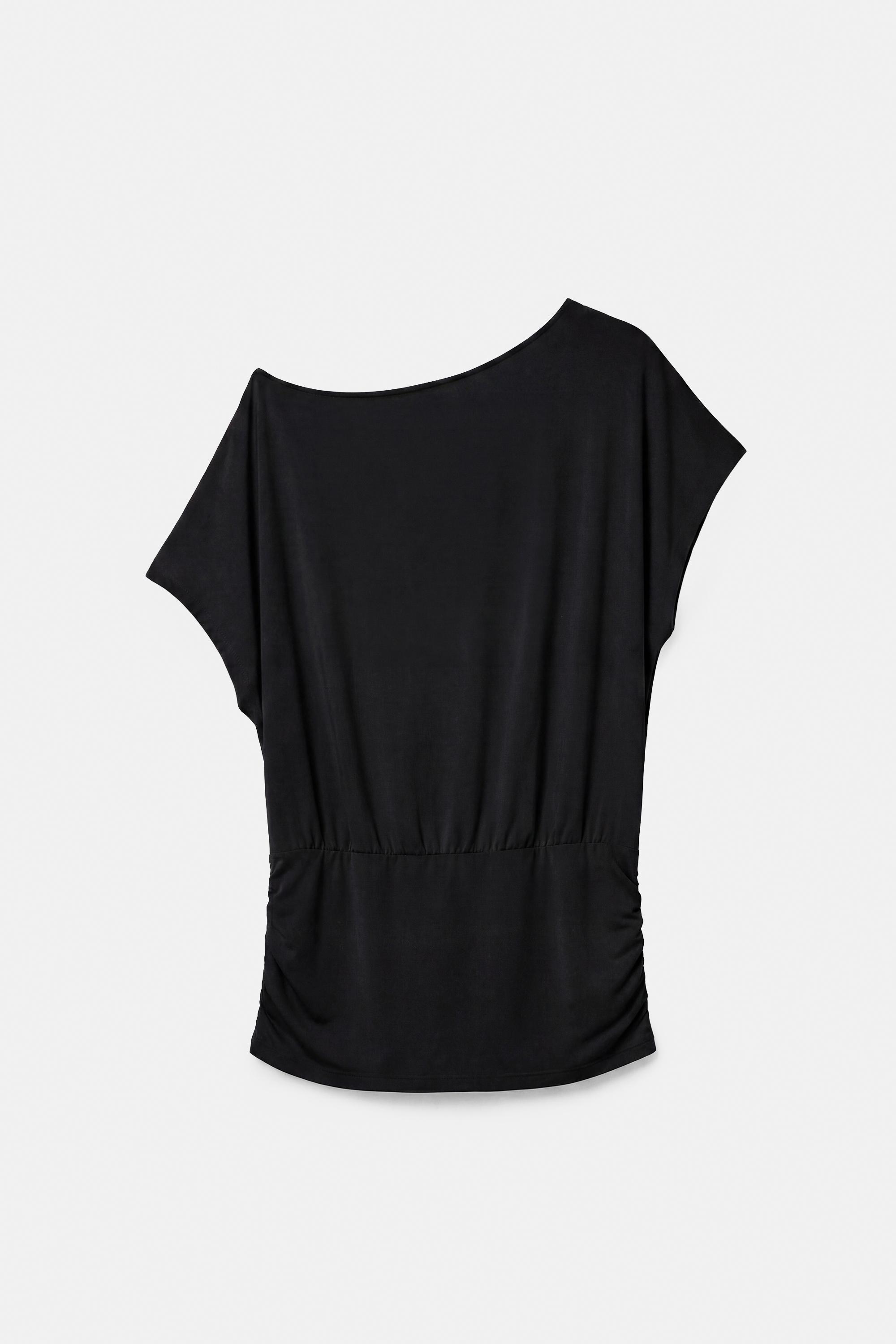 Asymmetric cummerbund T-shirt — Black