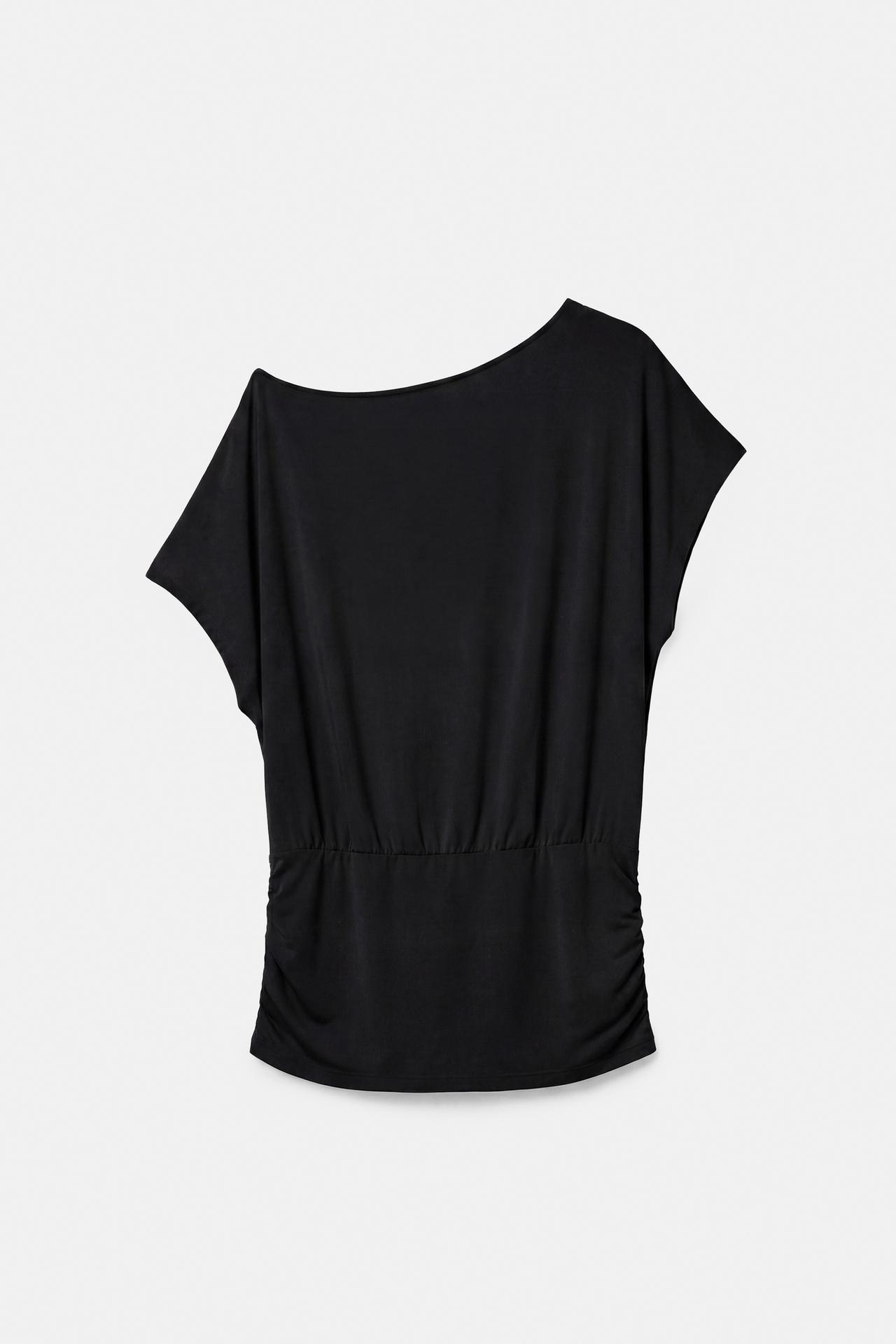 Asymmetric cummerbund T-shirt — Black