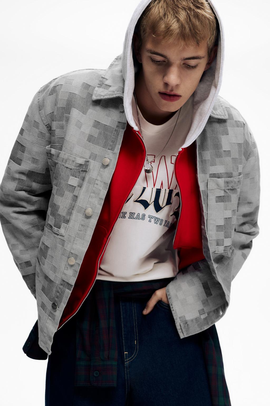 Chemise en jean jacquard à carreaux pull&bear - Main Image