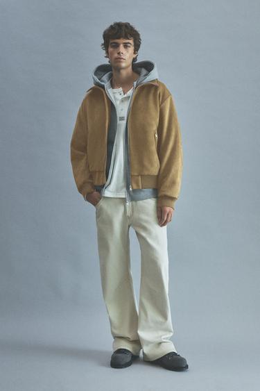 Faux suede bomber jacket — Dark olive 5