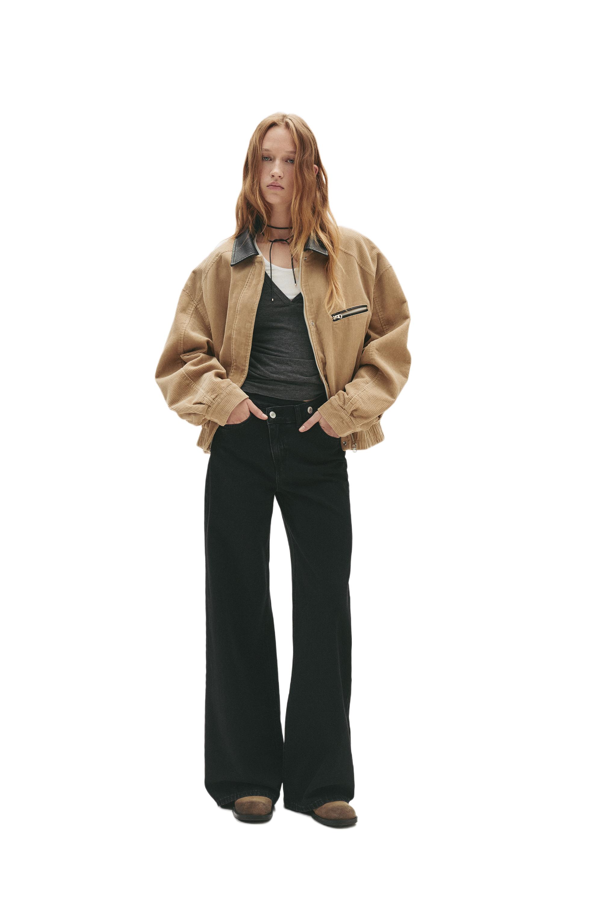 Wide leg jeans with crossover waistband — Black