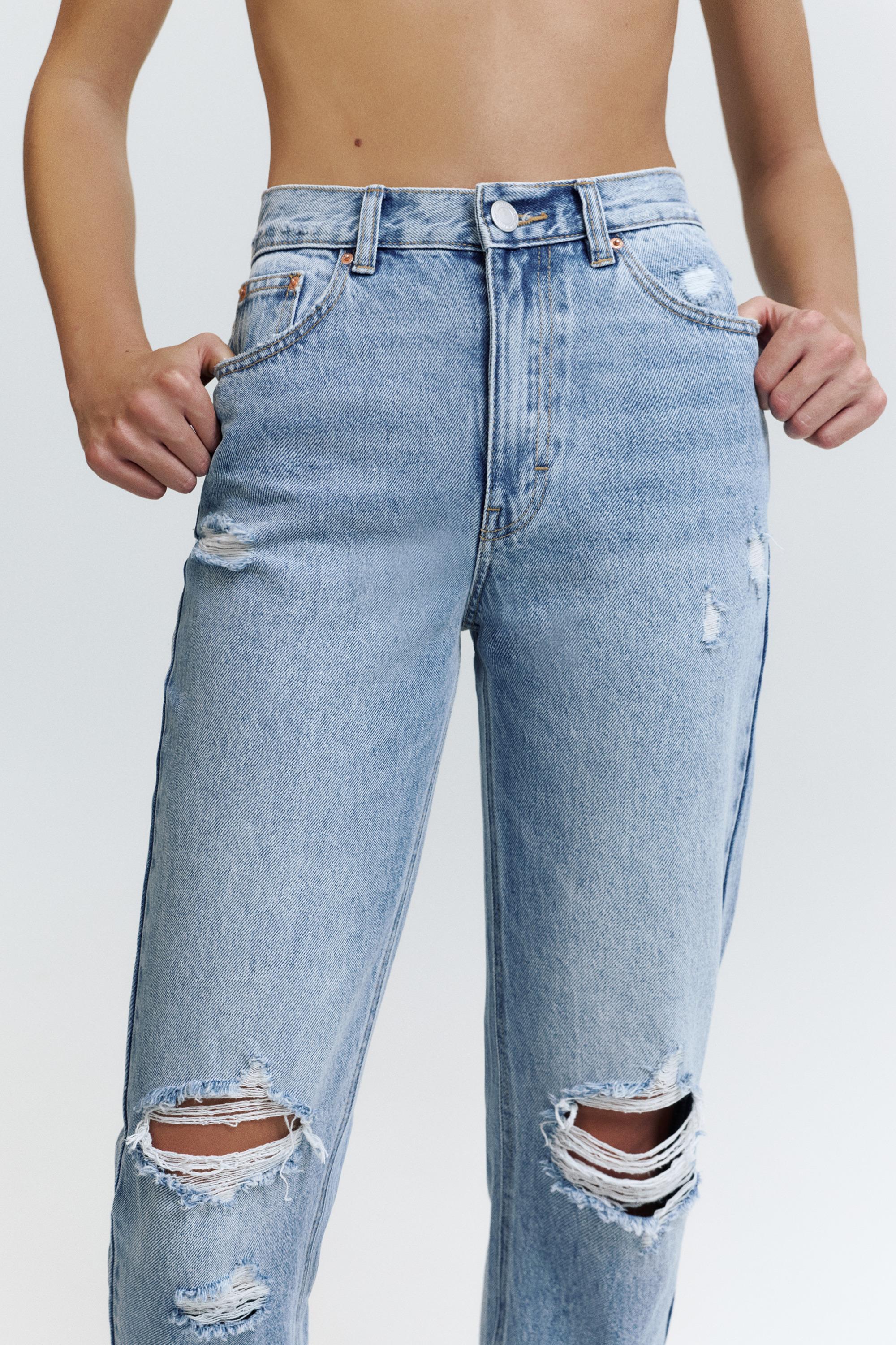 Ripped mom fit jeans — Indigo