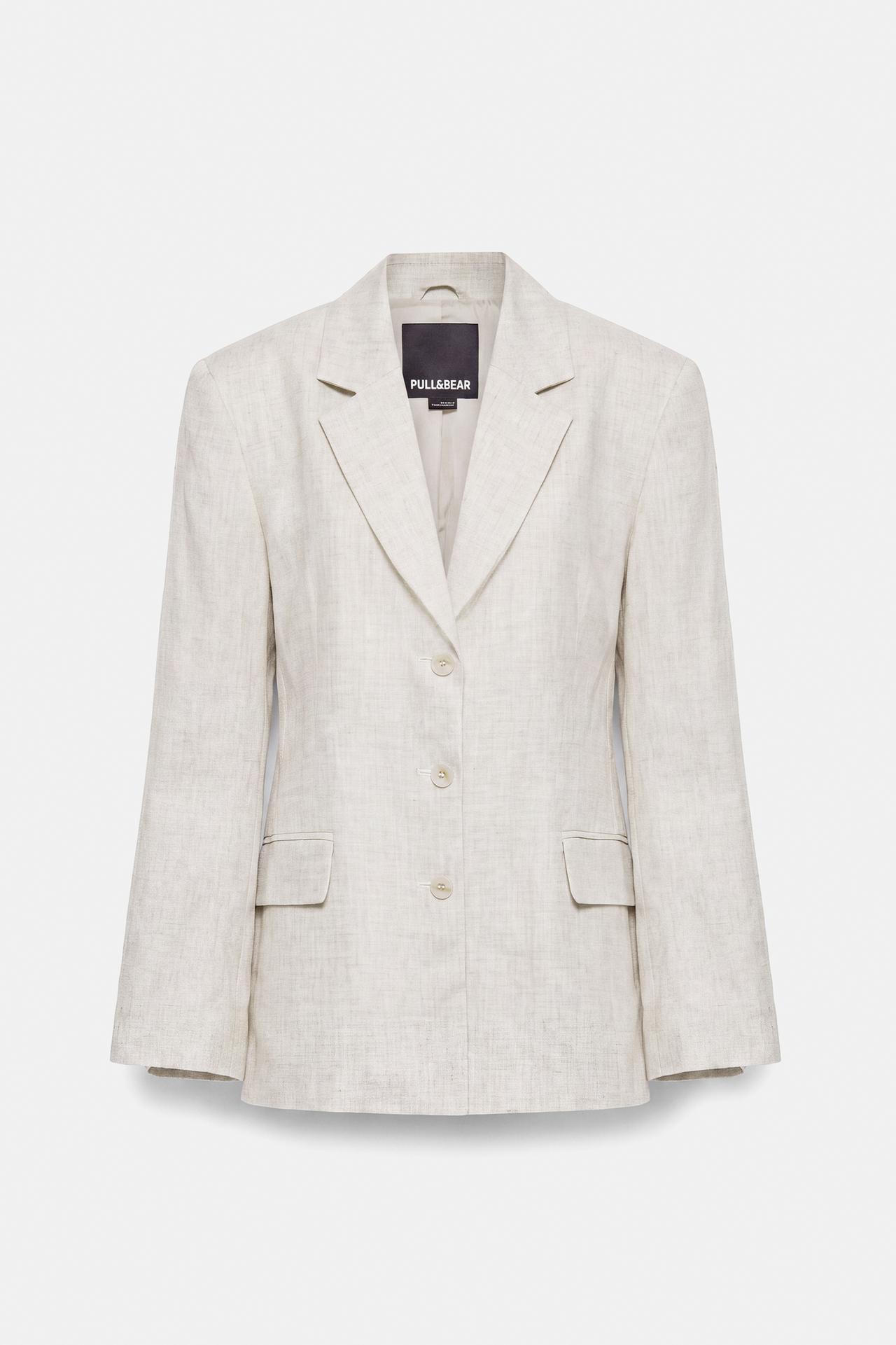 100% linen fitted blazer — Beige