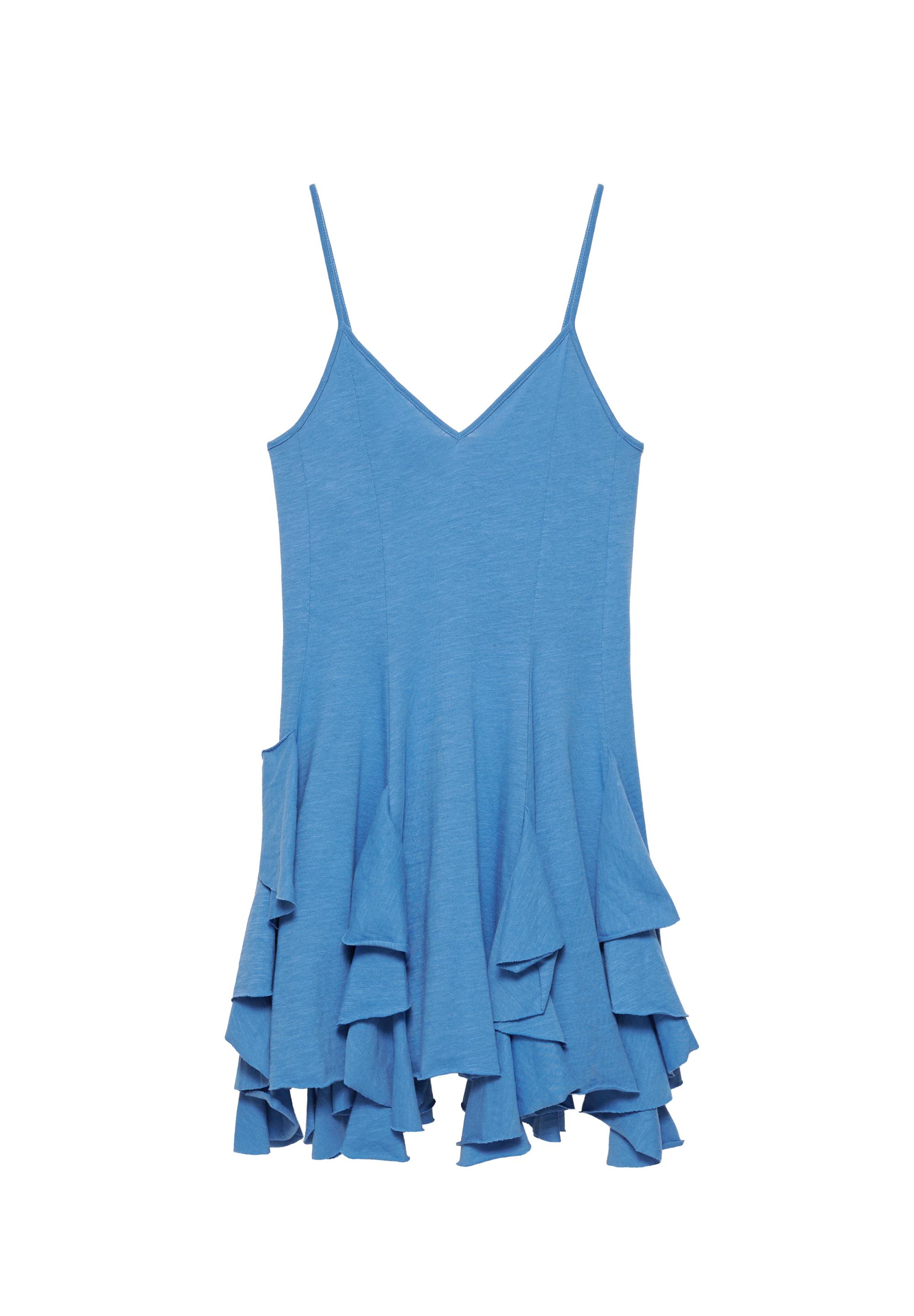 Short strappy flared dress — Blue