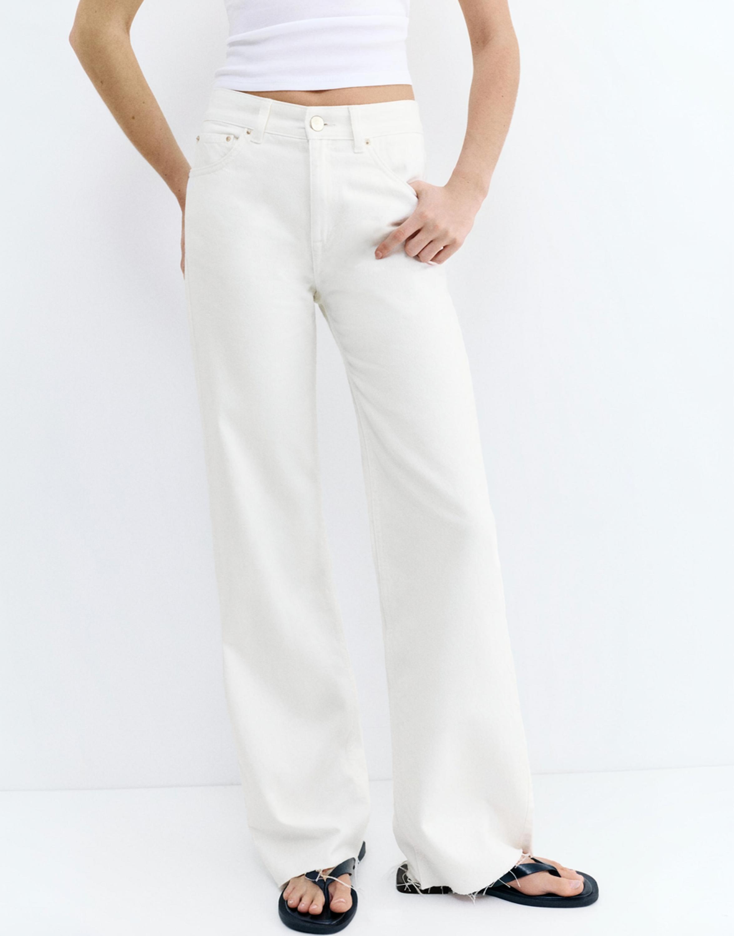 High-waist wide straight-leg jeans — White-t