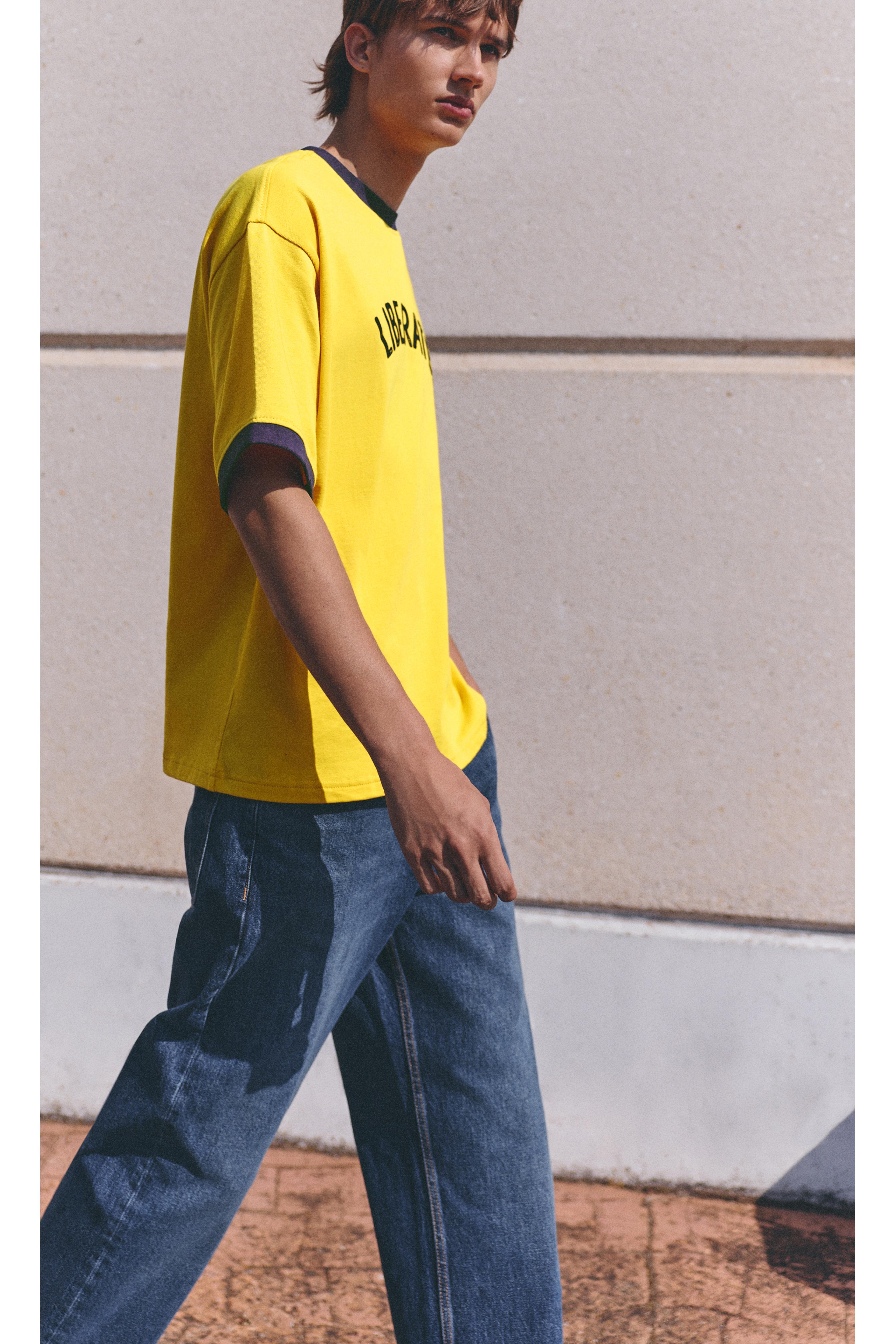 Graphic print T-shirt with trims — Yellow