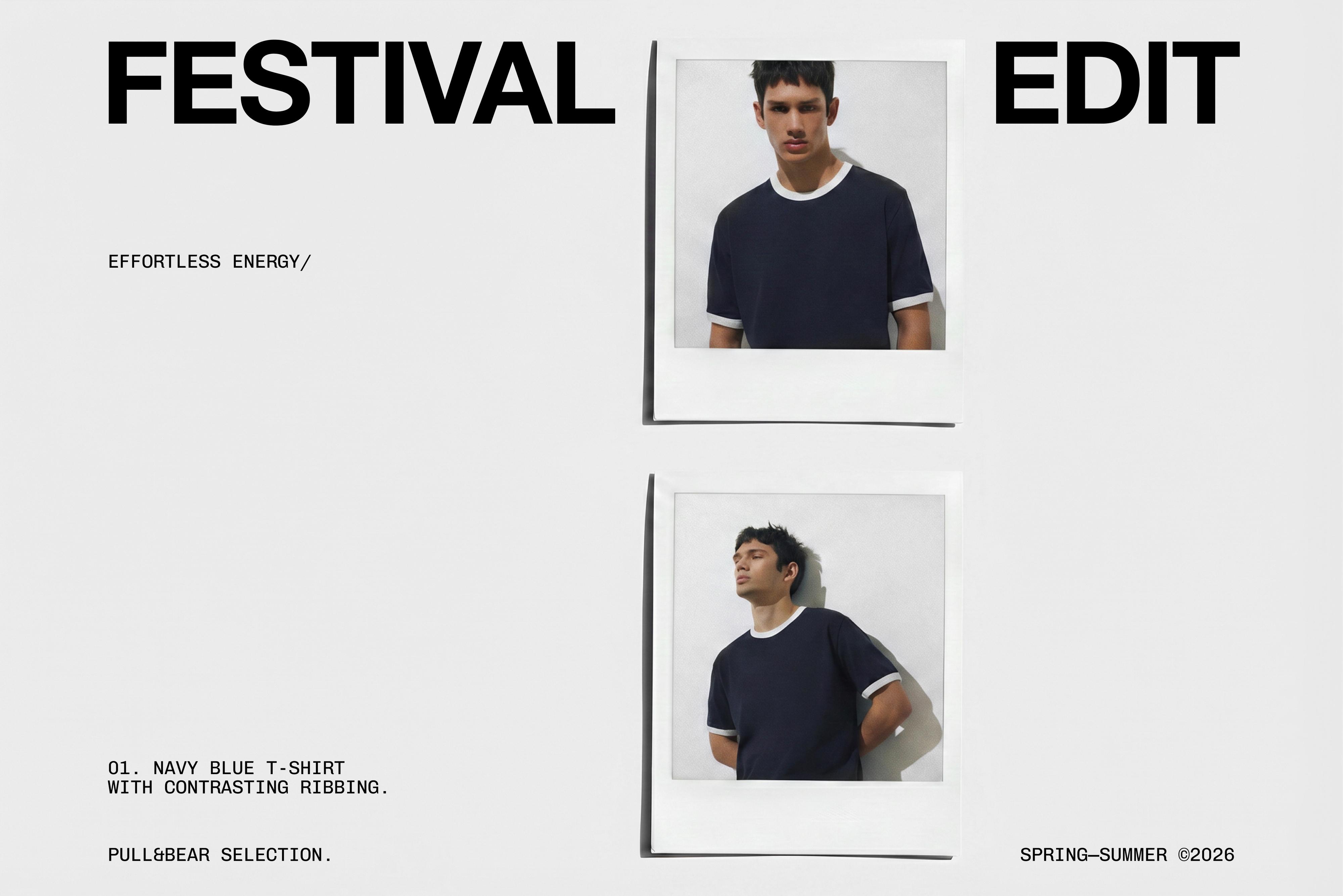 Contrast trim T-shirt — Navy