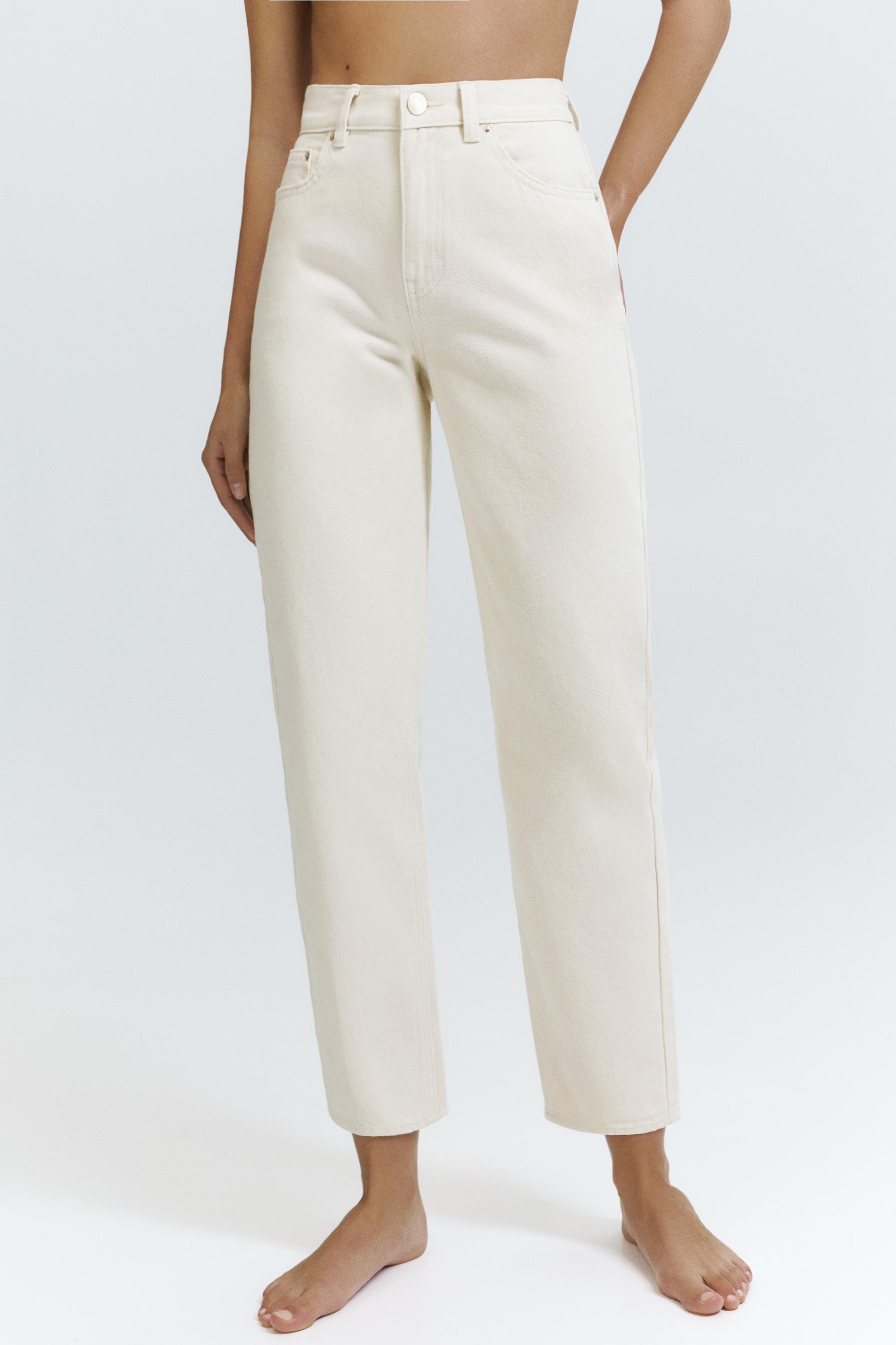 High-waist mom jeans — Pale ecru