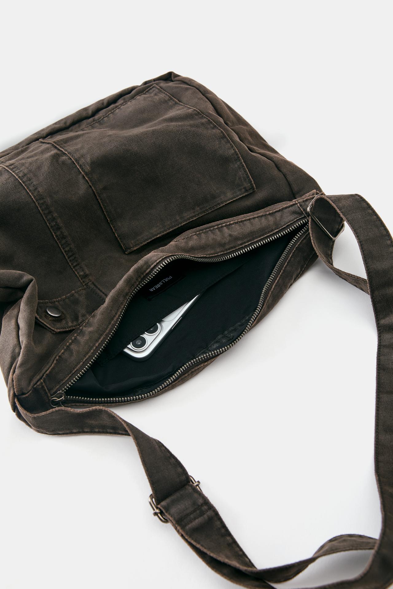 Waxed suede-effect crossbody bag — 1-707