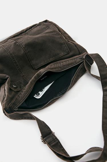 Waxed suede-effect crossbody bag — 1-707 5
