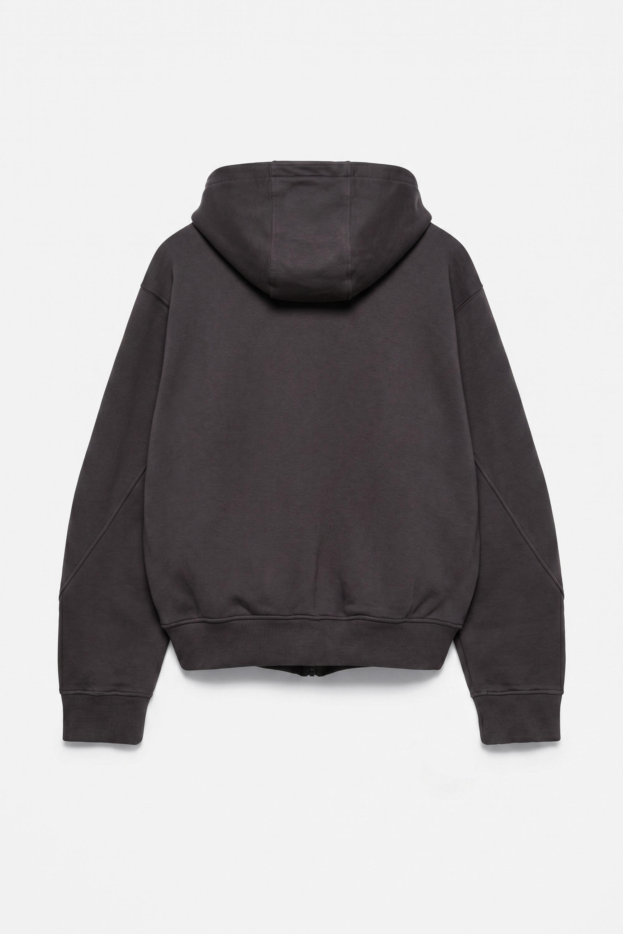 Neoprene-effect zip-up hoodie — Anthracite grey