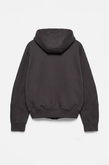Neoprene-effect zip-up hoodie — Anthracite grey 8