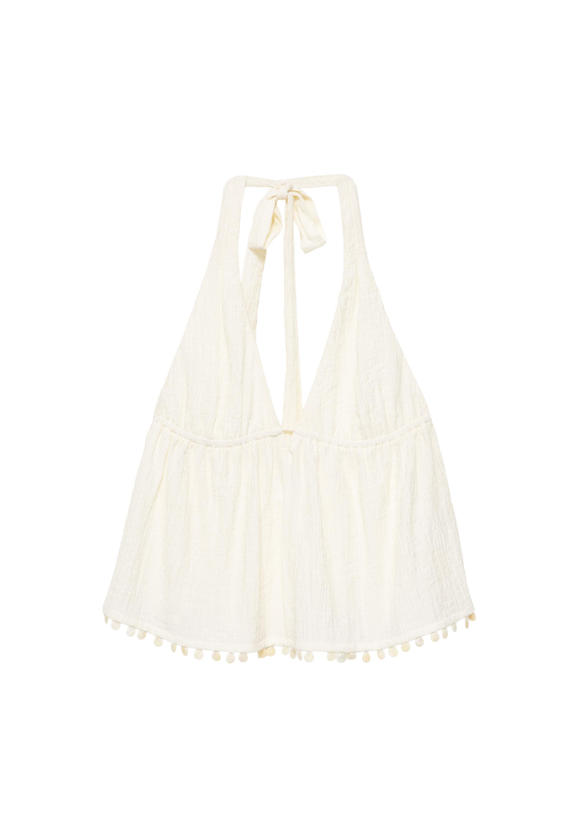 Shell detail halter top — Beige