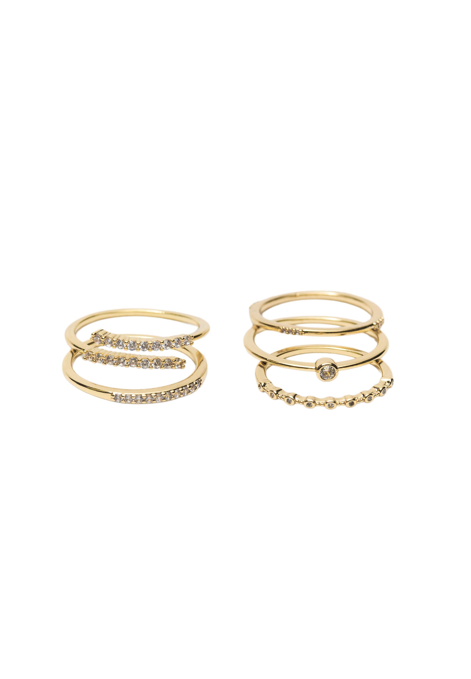 Pack of 5 shimmery rings — Gold