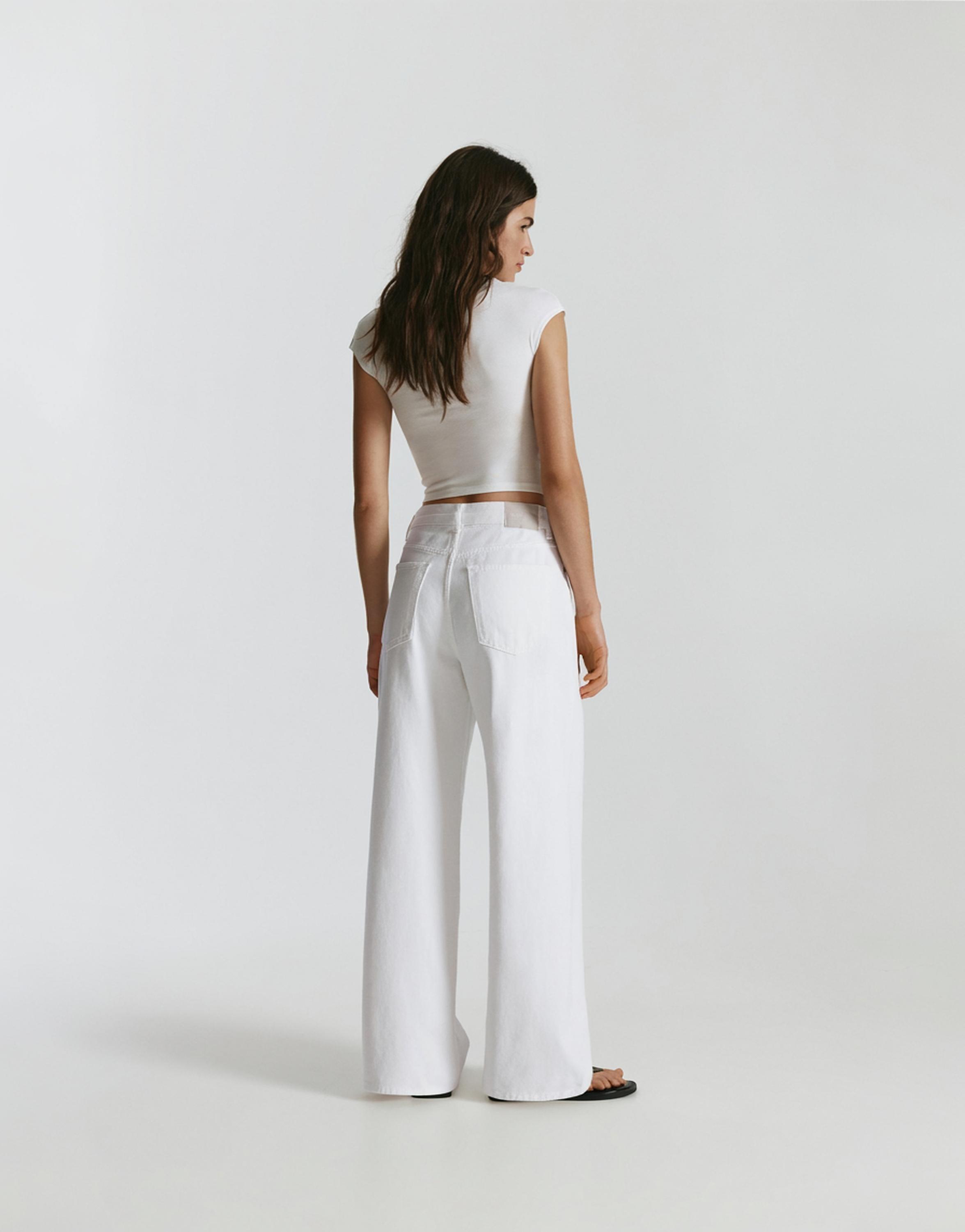 Mid-waist baggy jeans — White
