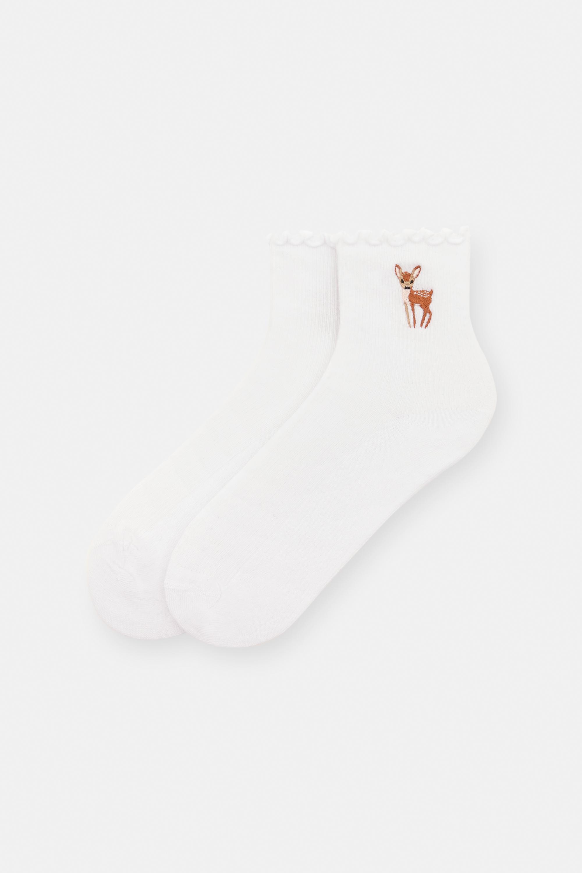 Socken Mit Hirschstickerei