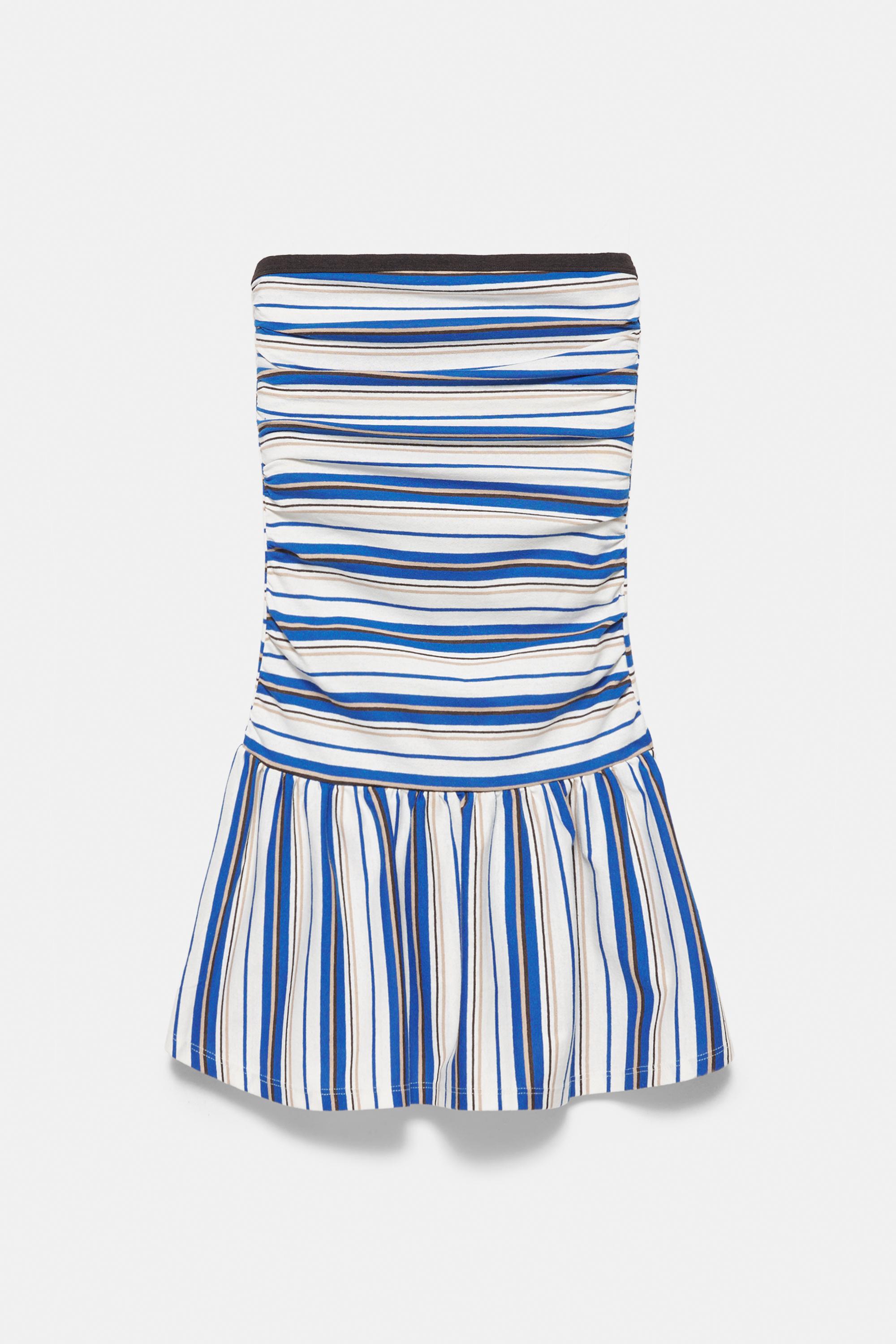 Short striped balloon dress — Striped