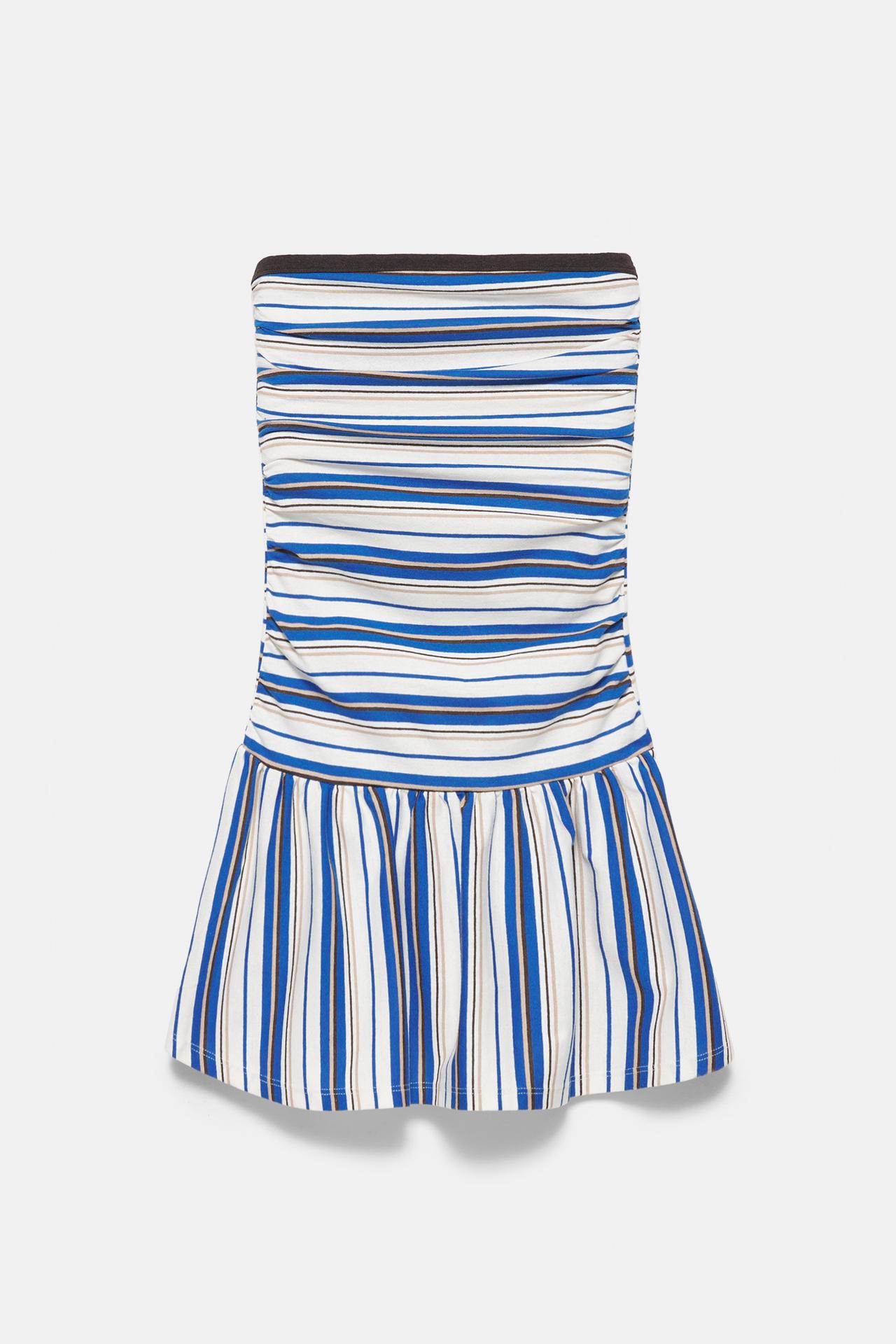 Short striped balloon dress — Striped