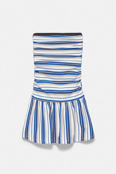 Short striped balloon dress — Striped 3
