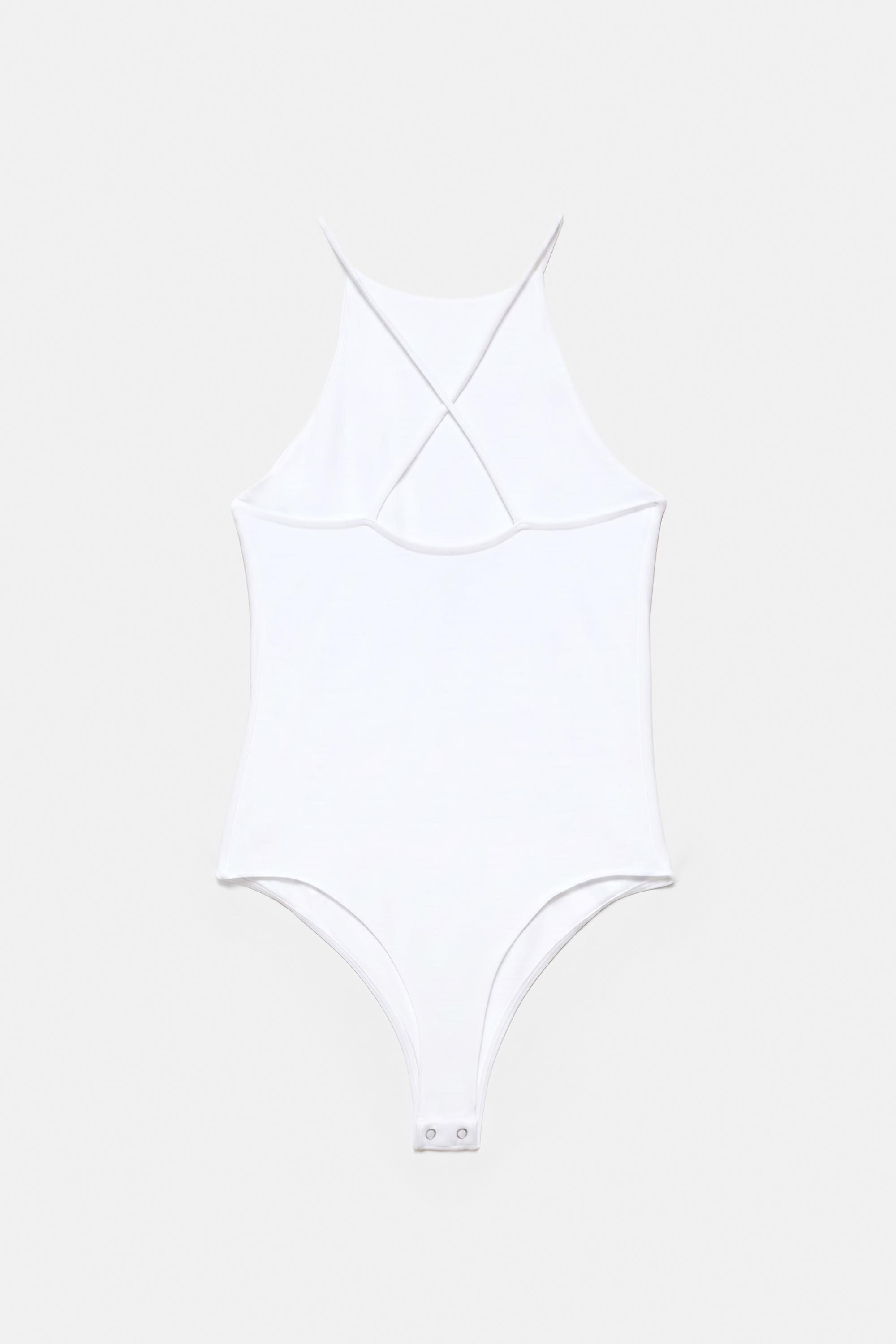 Halter strappy bodysuit — White