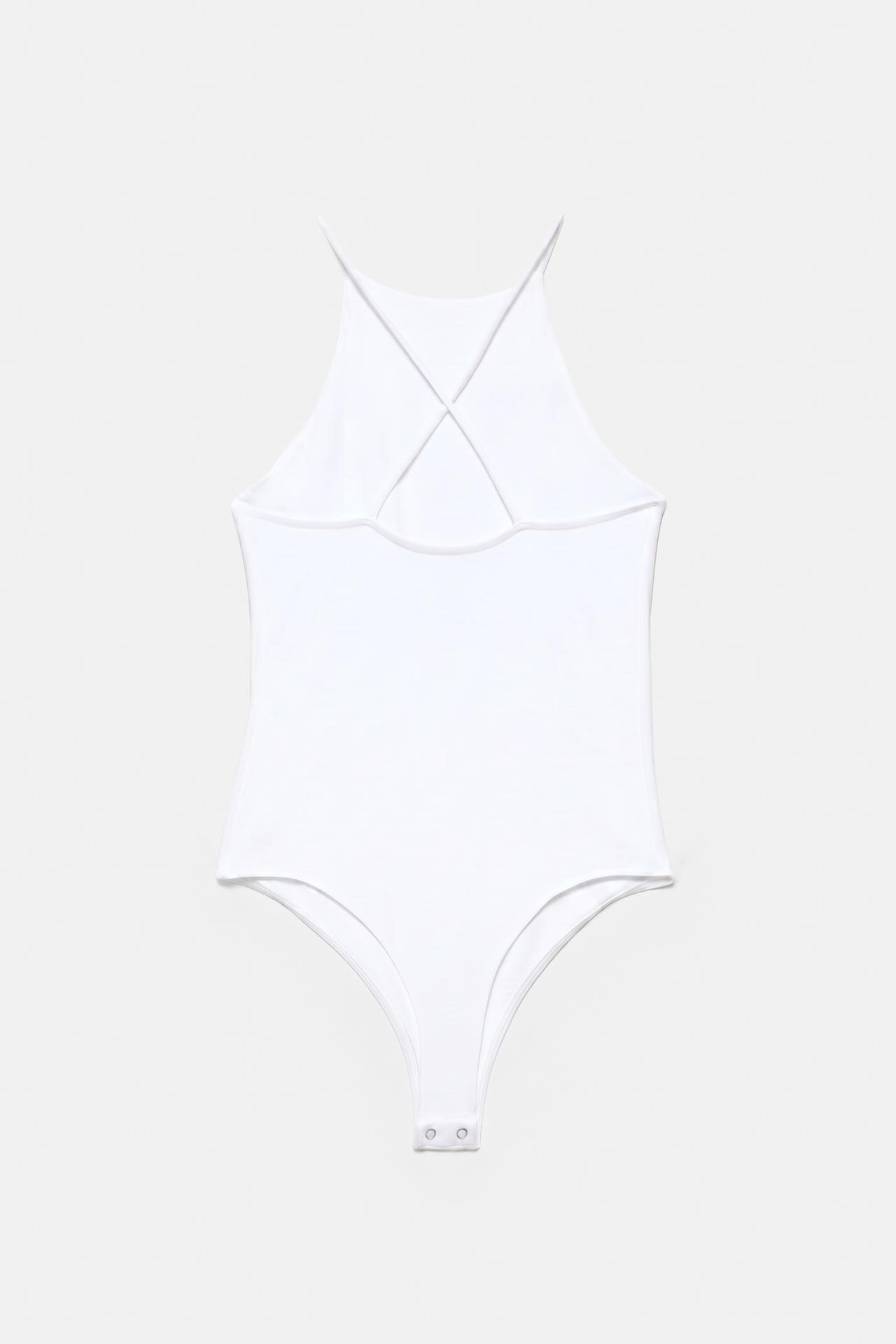 Halter strappy bodysuit — White