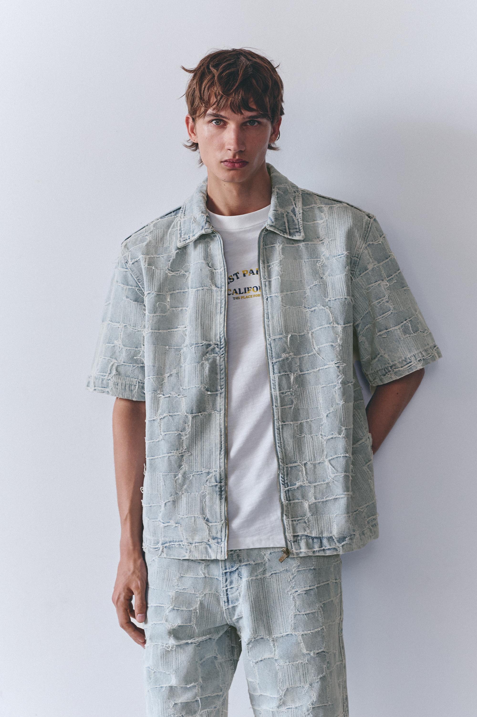 Jacquard denim shirt — Pale indigo