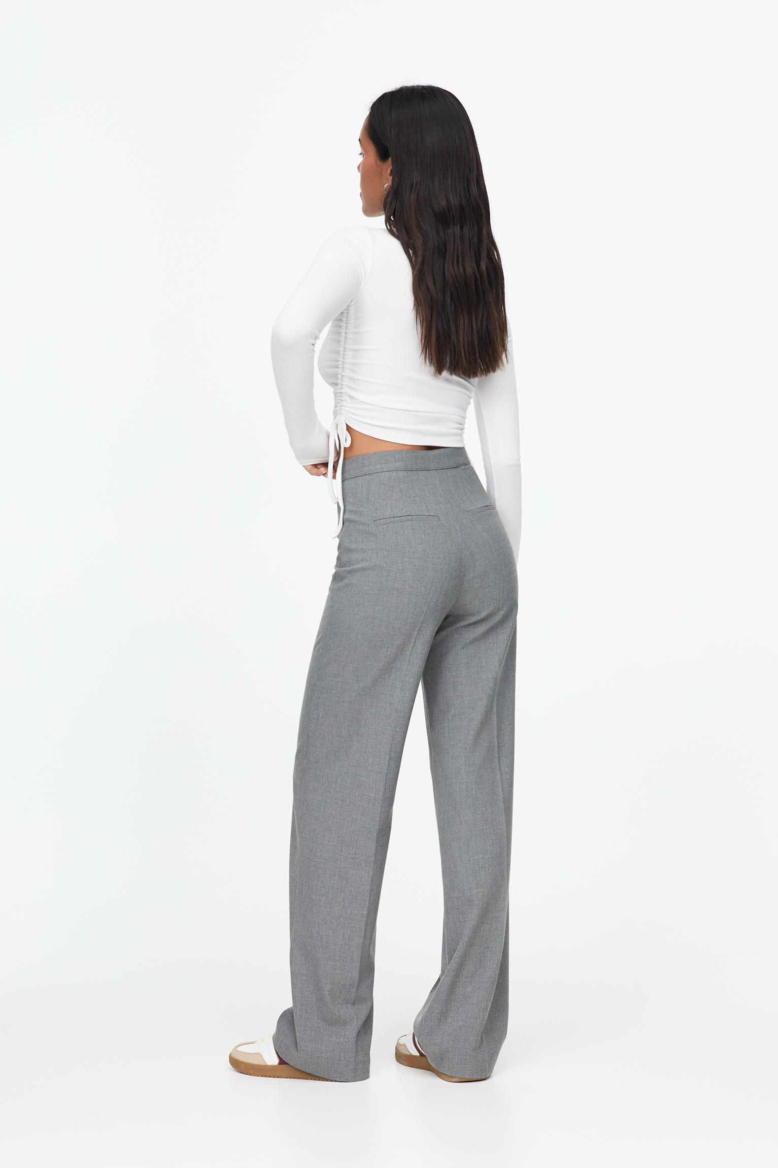 Straight-leg darted trousers — Medium grey
