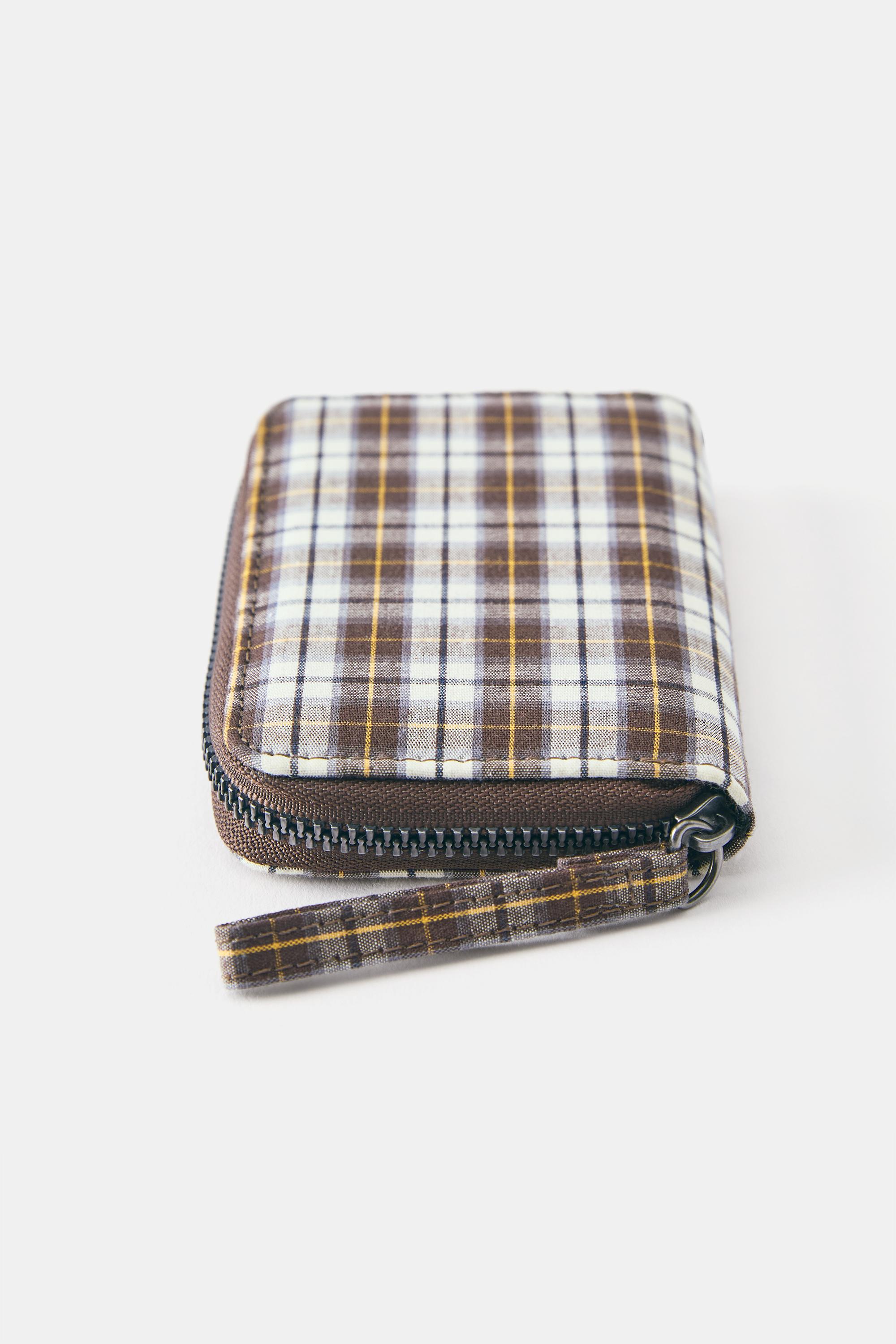 Check print purse — Brown