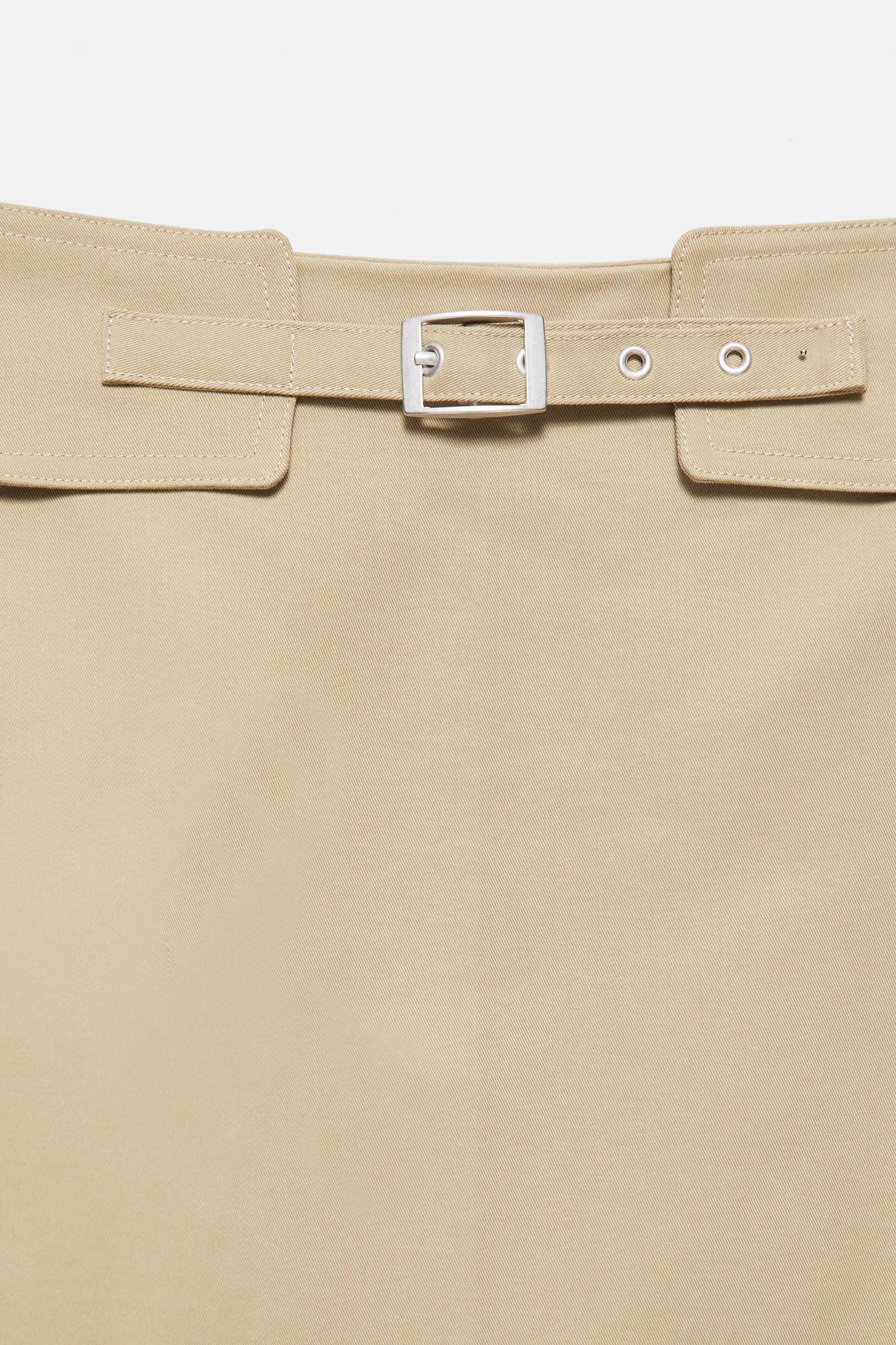 Straight buckle skirt — Medium camel