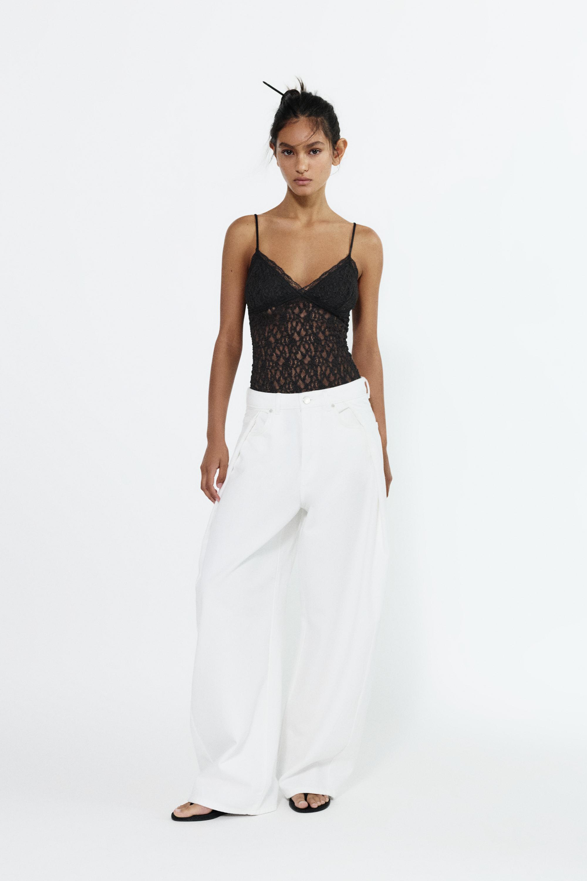 Strappy lace bodysuit — Black