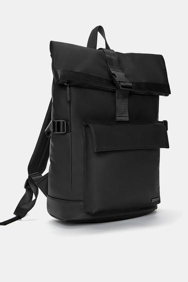 Rubberised flap backpack — Black 3