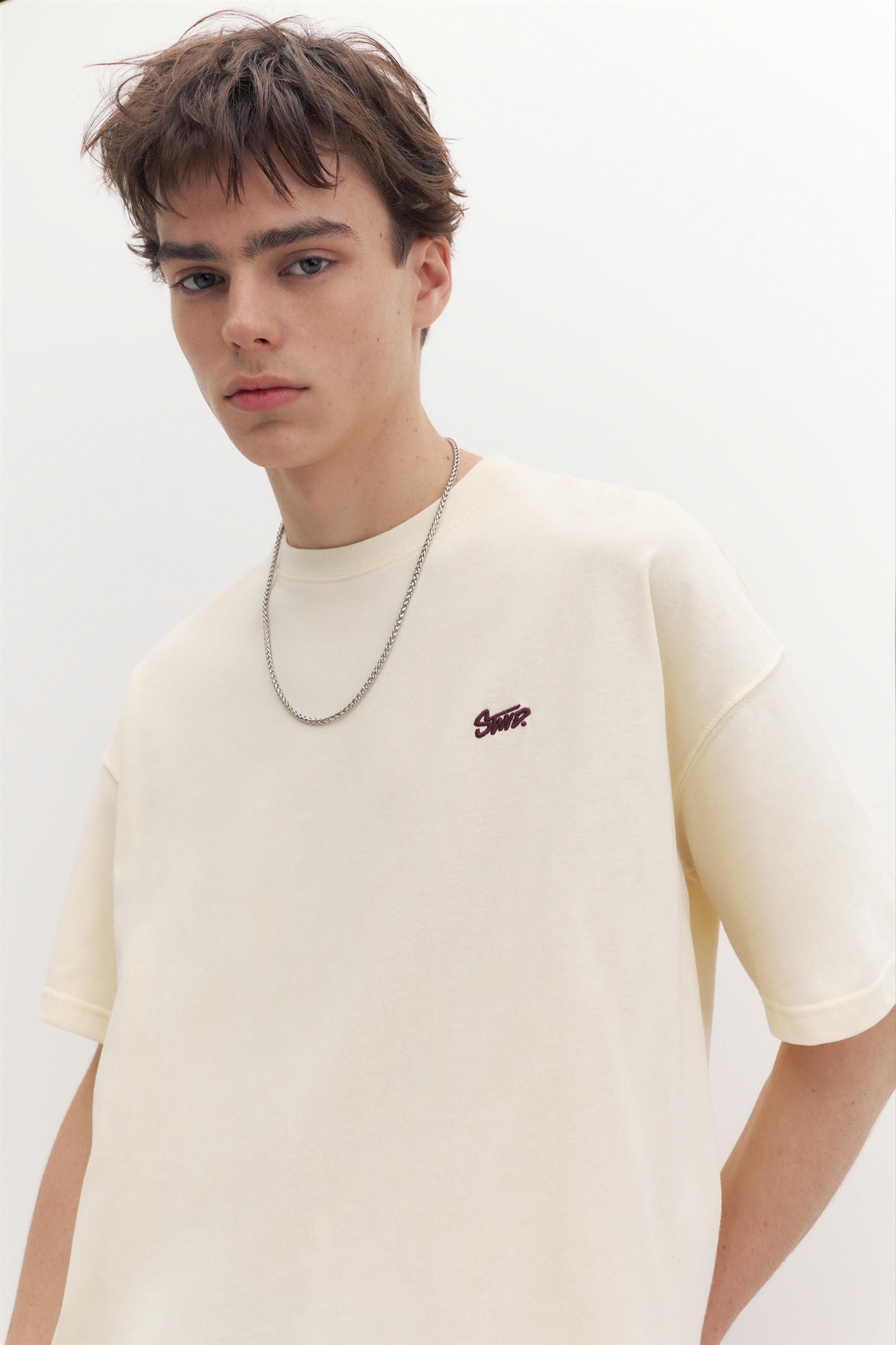 Boxy STWD logo T-shirt — Ecru