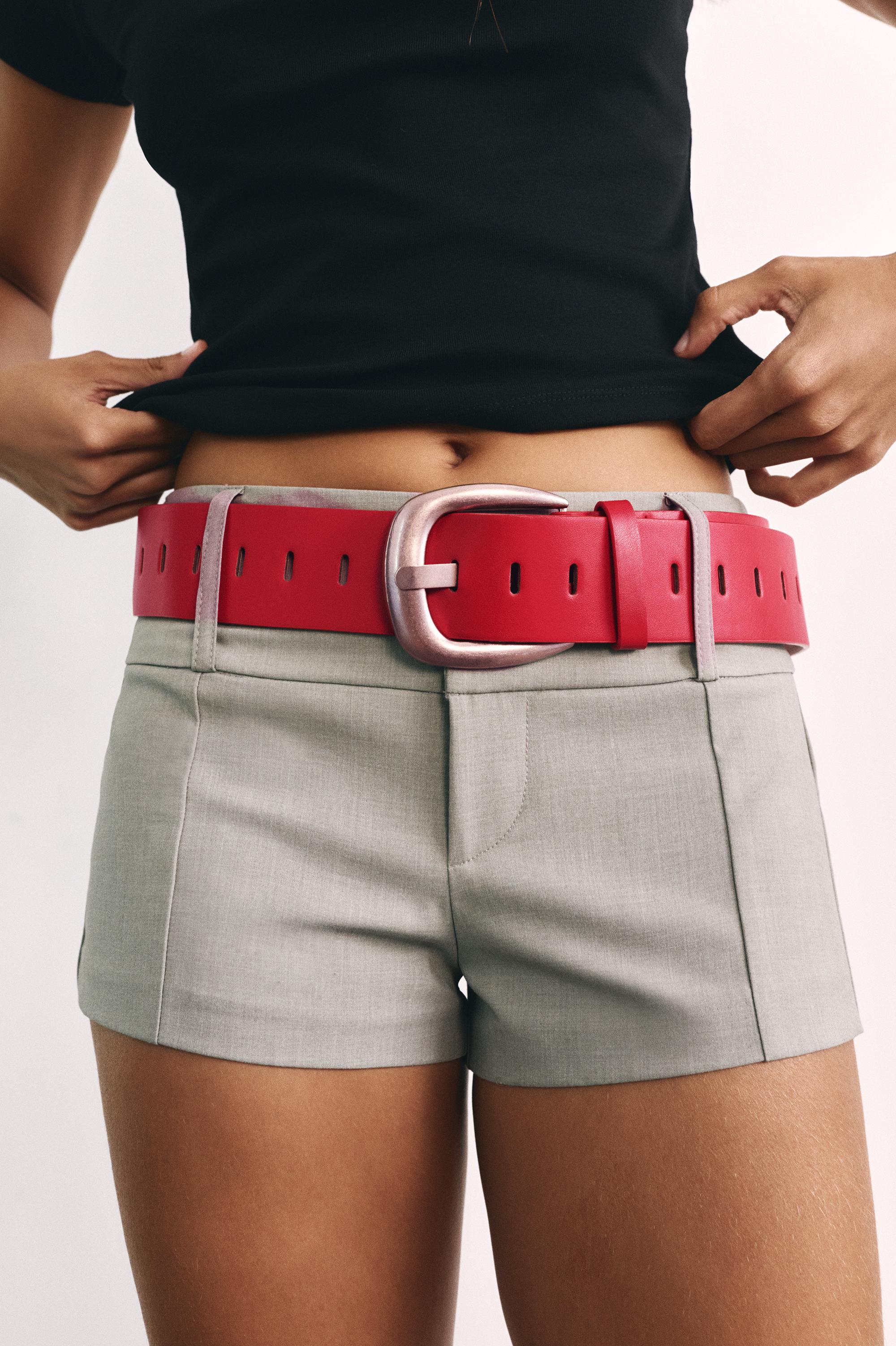 Leather effect belt — Red